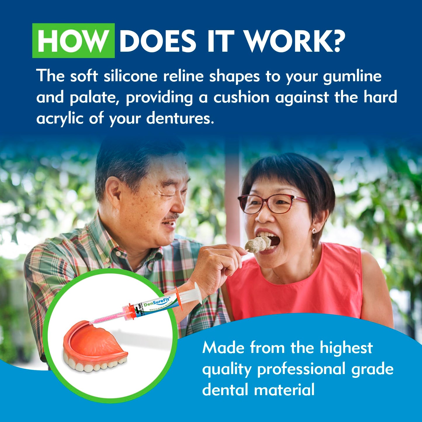 DenSureFit Upper Denture Reline Kit, Soft Silicone Denture Reliner Repair and Care Combo Kit with Extra Comfort Liner, Refit and Tighten for a Secure, Comfortable Fit