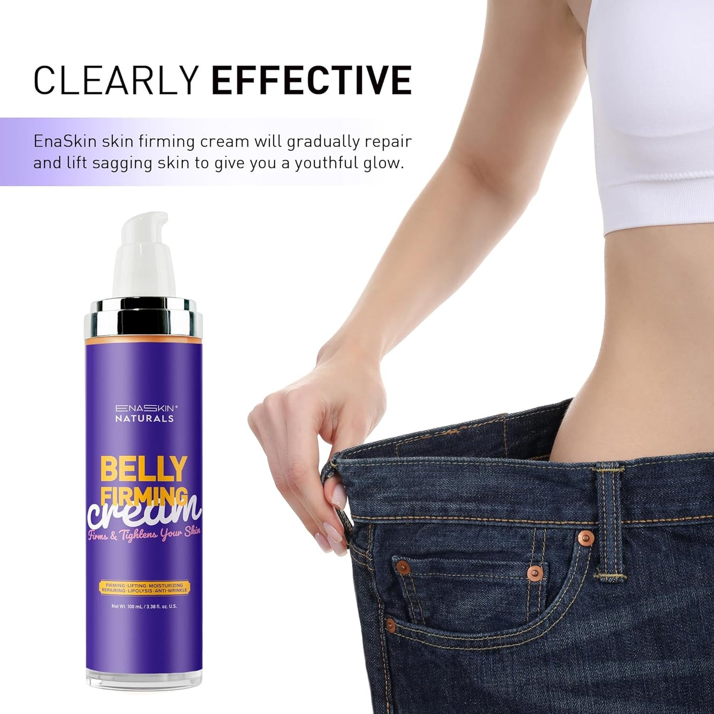 Belly Firming & Skin Tightening Cream with Hibiscus & Honey - Moisturizing Cellulite Lotion for Stomach, Thighs & Butt - 100ML