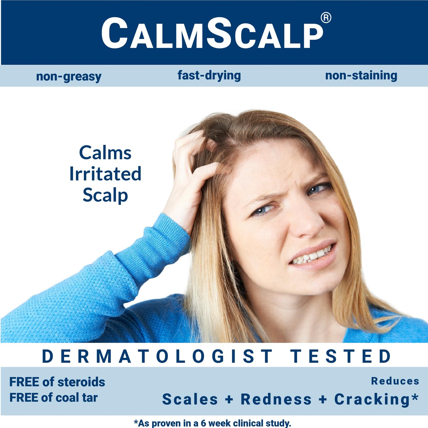 CalmScalp Scalp Solution | Calms Irritated, Itchy Scalp and Scalp Psoriasis | Dry Scalp Treatment | Reduces Scales, Flakes & Redness | Clinically Proven | Start Seeing Results in 1 week | 4 oz