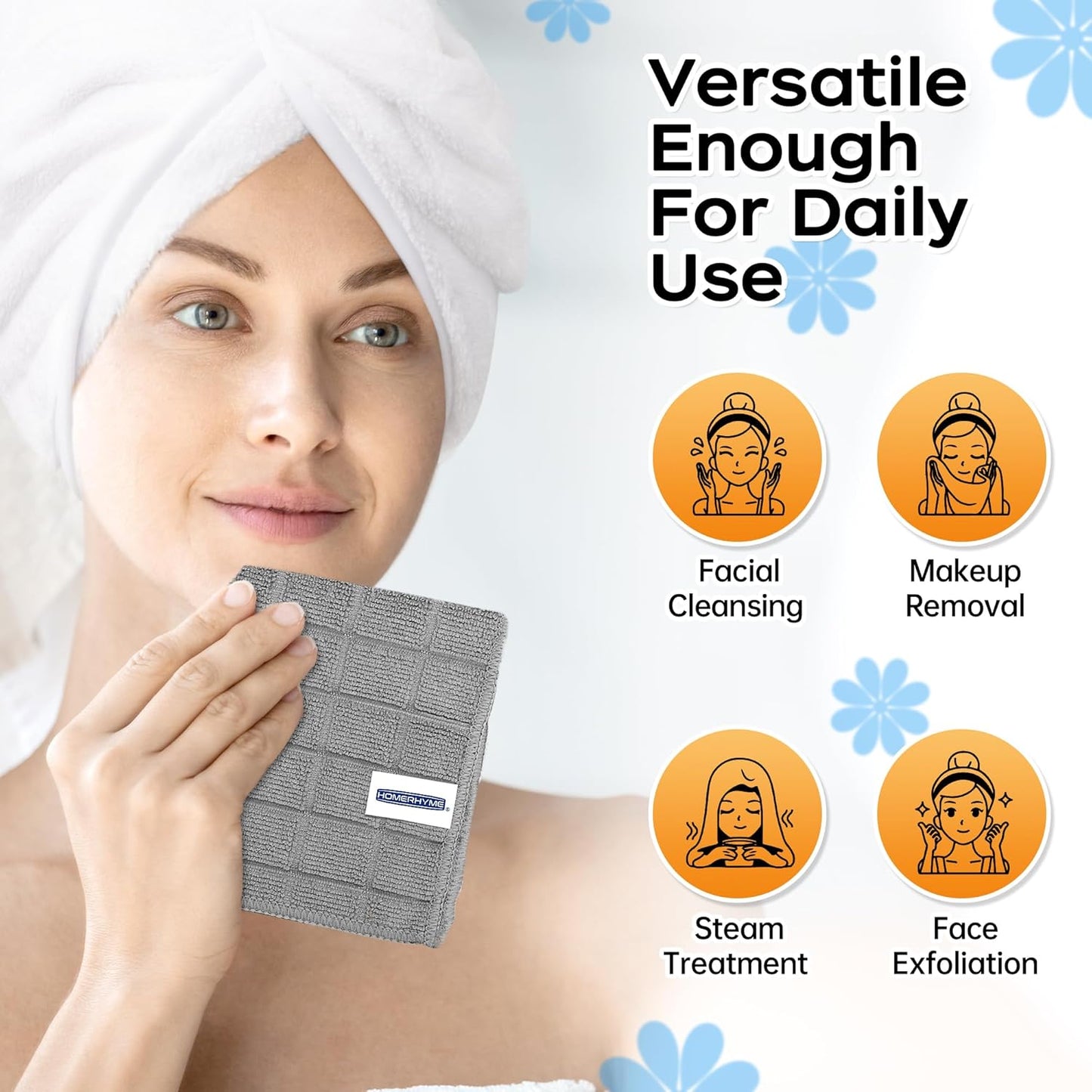 Microfiber Washcloths 50 Pack - Soft, Lint-Free Quick-Dry Face Towels for Gym, Bathroom & Kitchen