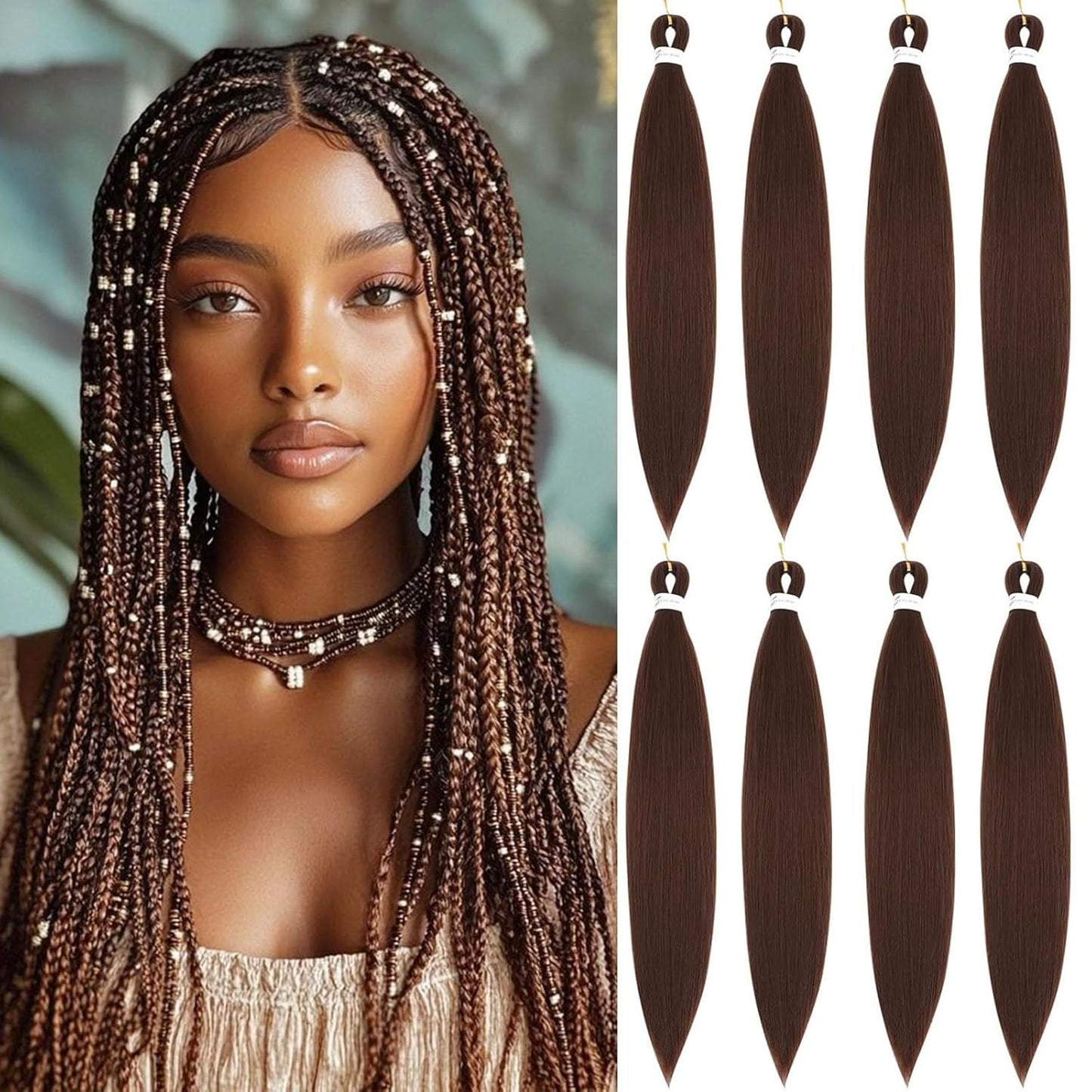 24-Inch Pre-Stretched Braiding Hair - 8 Packs Soft Yaki Texture for Crochet & Twists