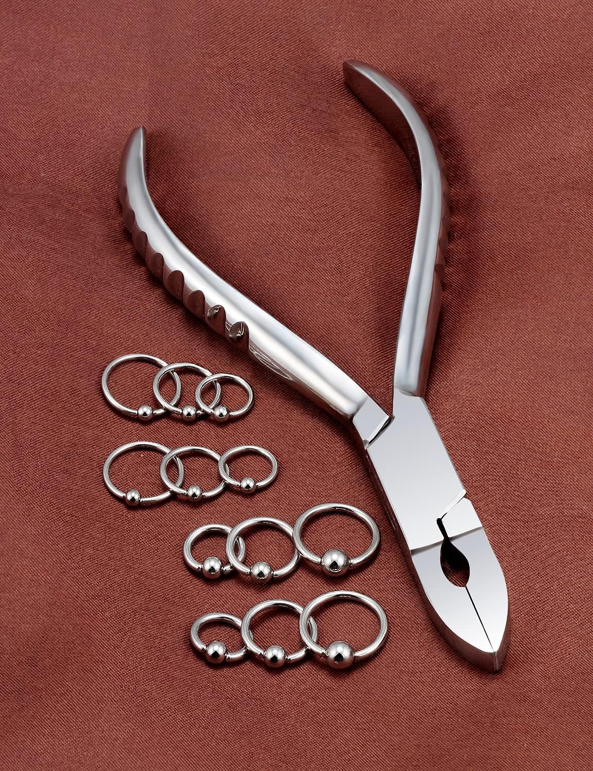 316L Surgical Steel Body Piercing Tools Kit - 9 Styles for Nose, Septum, Lip, Tongue & More