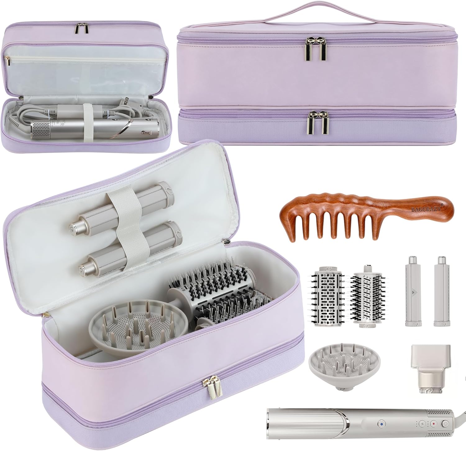 Dyson Airwrap Travel Case - Double-Layer Storage Bag for Shark Hair Dryer & Attachments