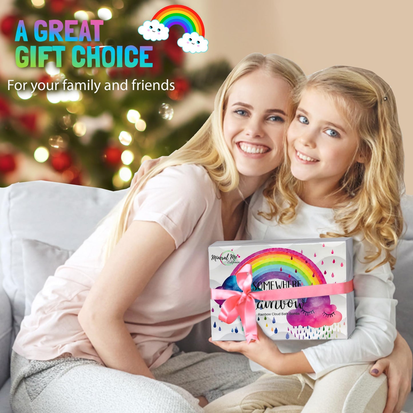 Bath Bombs for Kids - Natural and Organic Magic Rainbow Bubble Bath Bombs w/Moisturizing Shea Butter and Natural Oils, 4 Large Unicorn Cloud BathBombs for Girls, Stocking Stuffer Christmas Gift