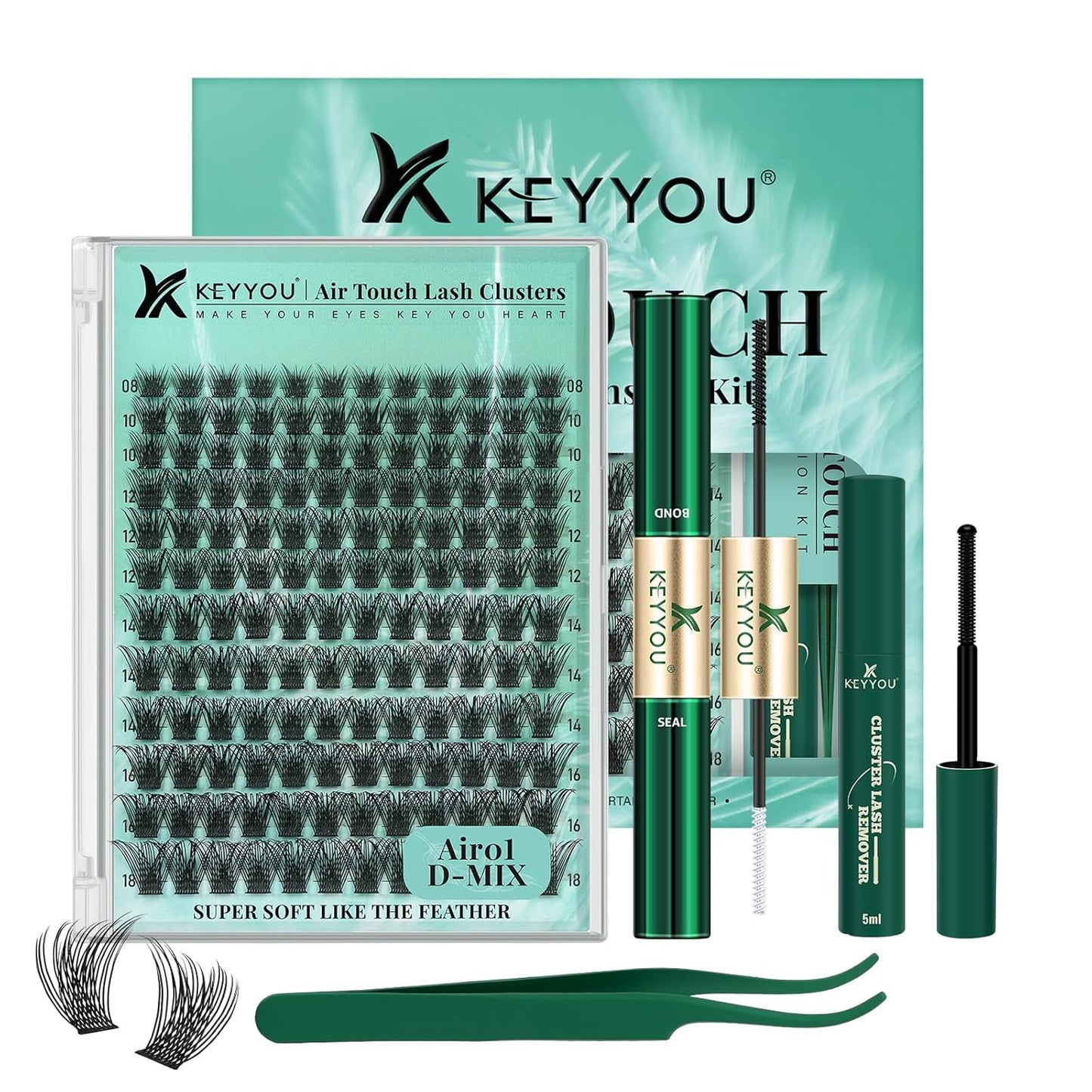 DIY Lash Extension Kit - 280 Soft Cluster Lashes, 100D Curl, Easy Application with Bond & Seal