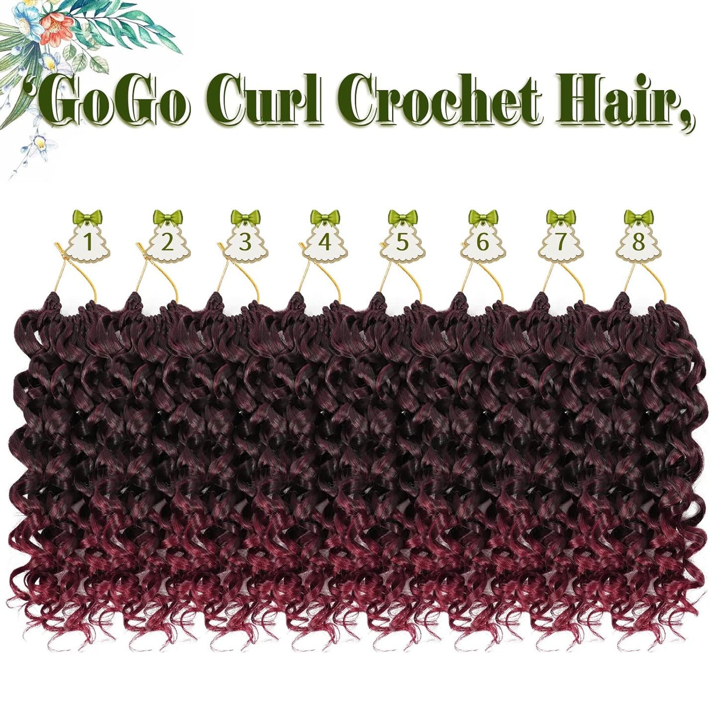 GoGo Curl Crochet Hair 10 Inch - 8 Packs Ombre Brown Water Wave Extensions for Black Women