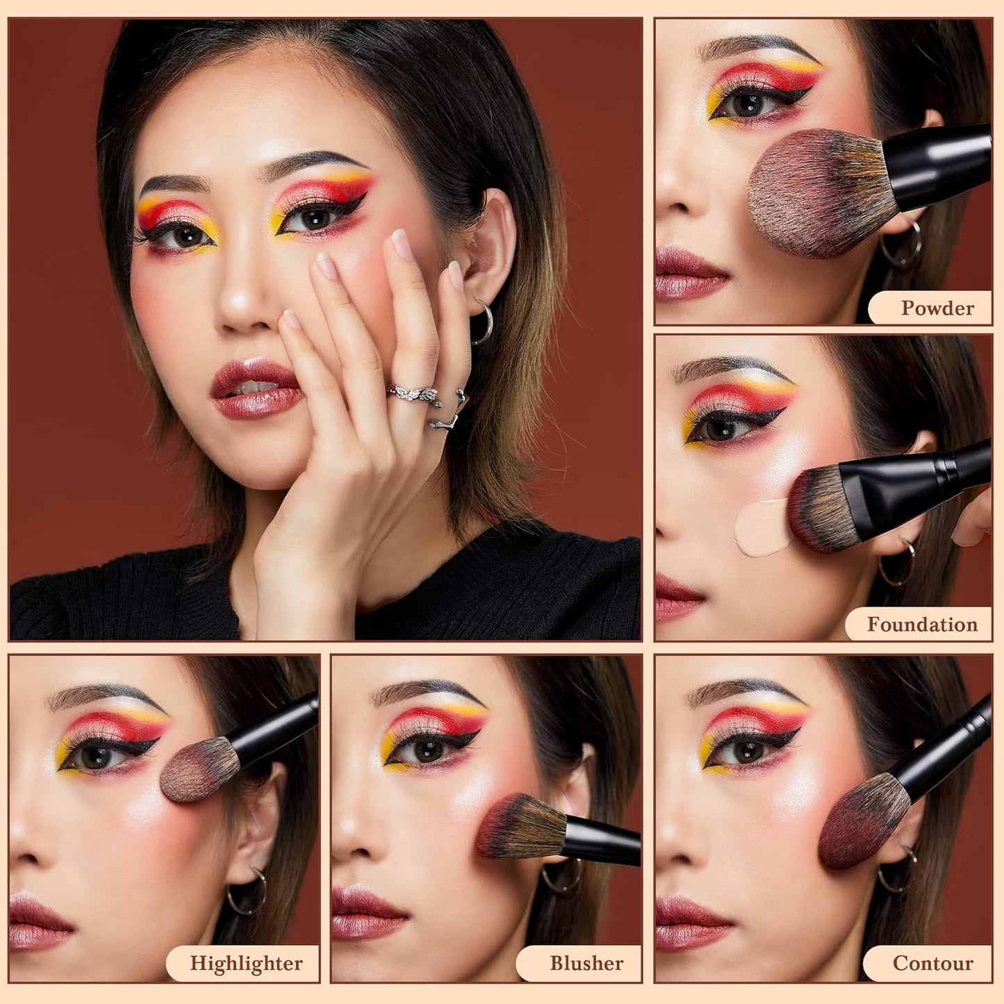 Vegan Makeup Brush Set - 16pcs Premium Synthetic Eye Brushes for Blending, Eyeliner & Concealer