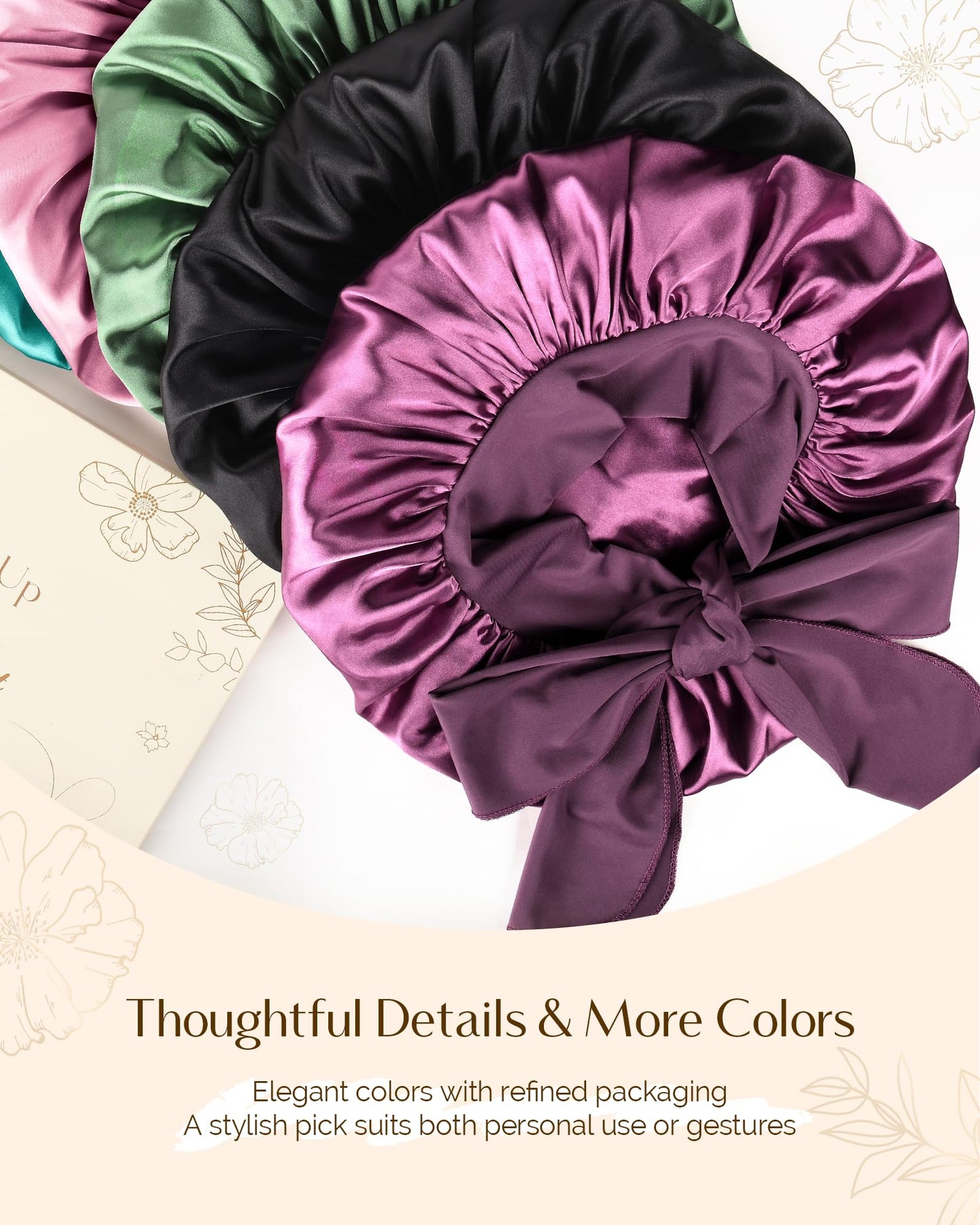 YANIBEST Satin Bonnet Silk Bonnet for Sleeping Double Layer Adjustable Hair Bonnet for Women Men for Curly Natural Hair with Tie Band