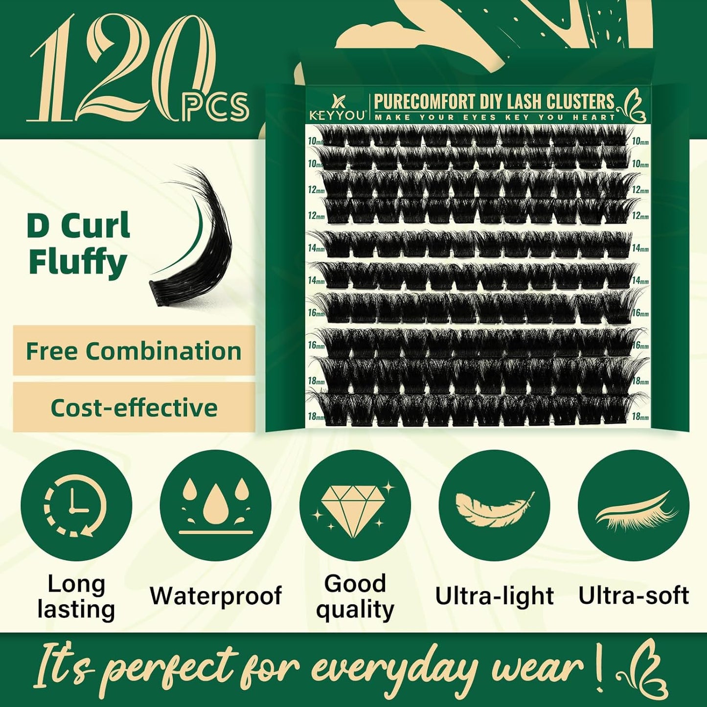 DIY Lash Extension Kit - 280 Soft Cluster Lashes, 100D Curl, Easy Application with Bond & Seal