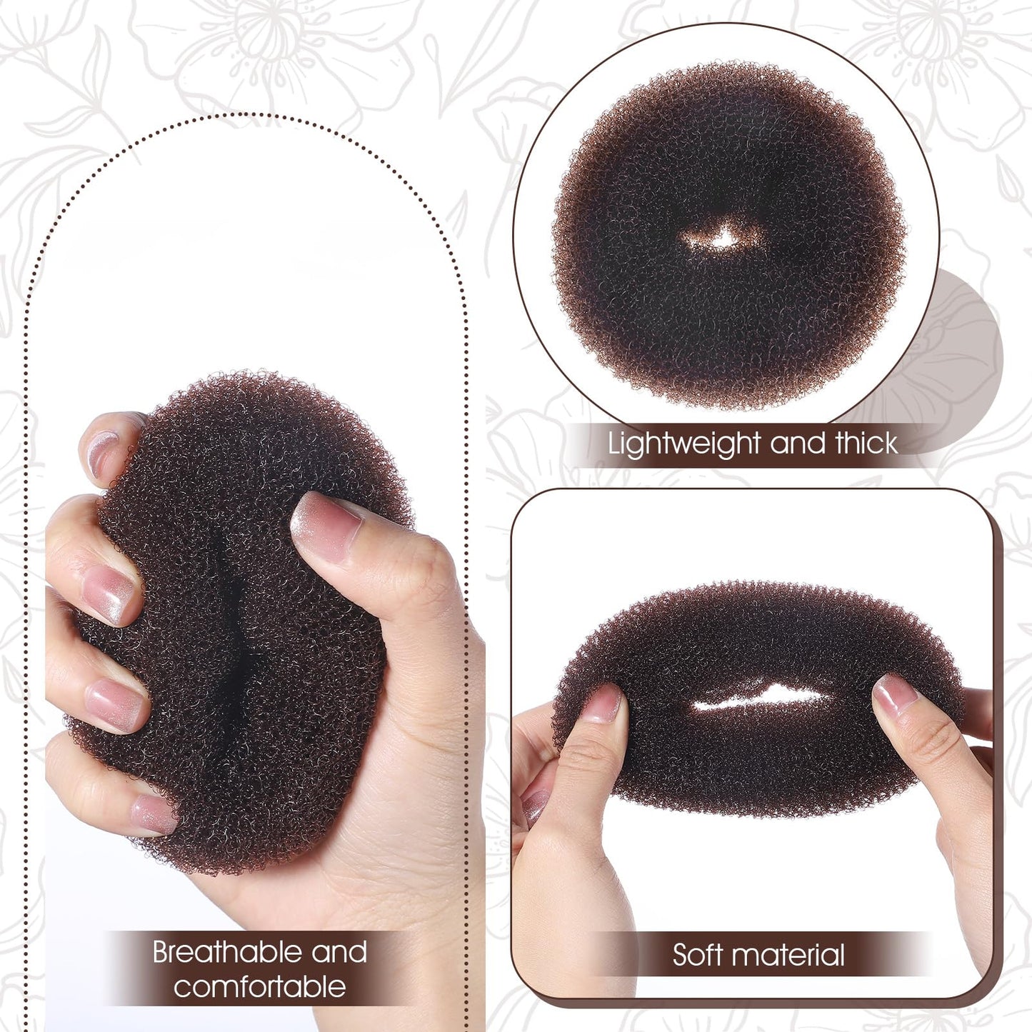 24pcs Donut Buns For Hair Bun Maker For Kids And Women 3 Sizes Hair Donuts For Buns Elastic Hairs Ties And Hairs Pins Kit For Ballet Bridal Accessories For Girls Updo Tools Brown