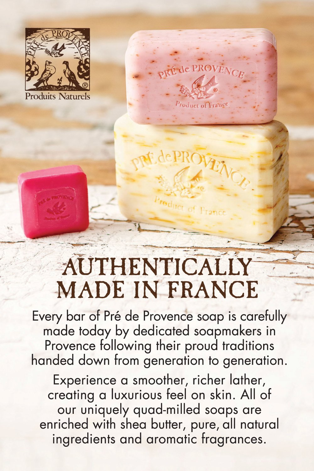 Pre de Provence Starflower Soap Bar - Organic Shea Butter, Quad Milled, 8.8 oz Natural French Skincare