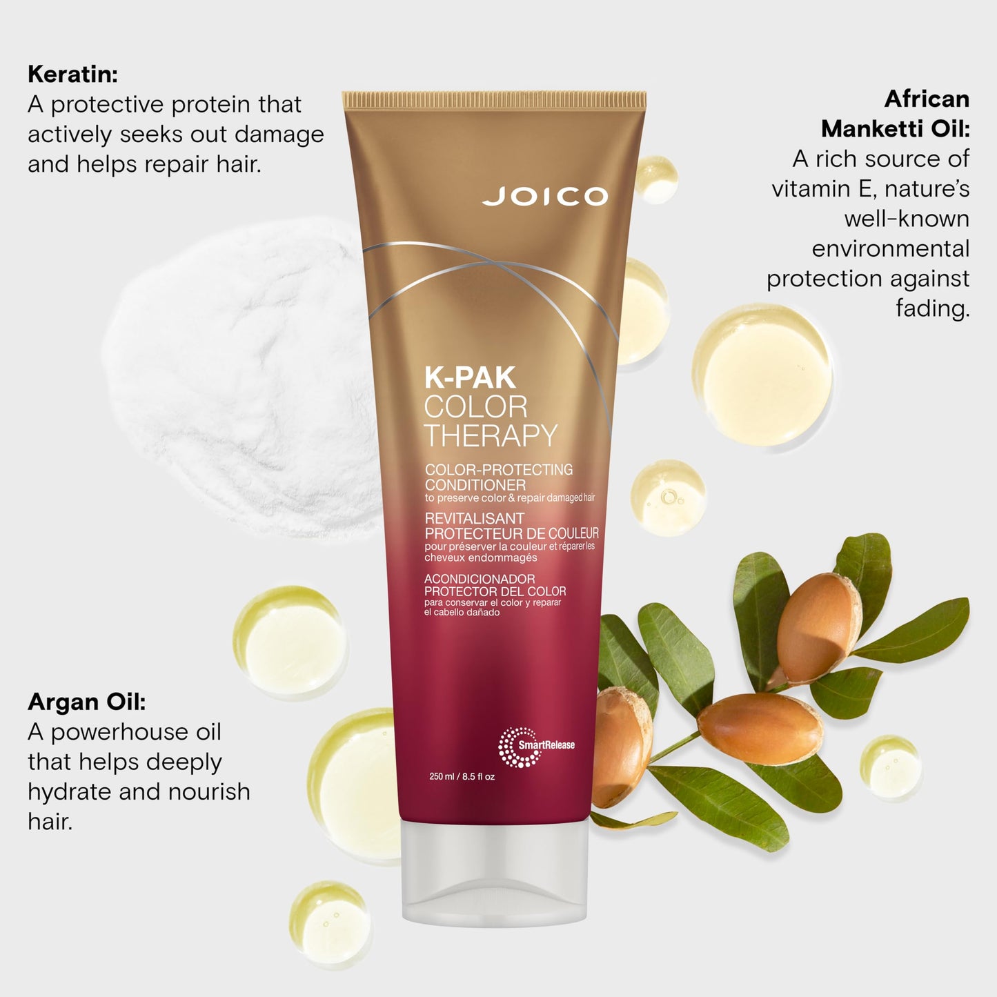 Joico K-PAK Color Therapy Color-Protecting Conditioner | For Color-Treated Hair | Boost Shine & Elasticity | Repair Breakage | Rebuild Damaged Hair | With Keratin & Argan Oil | 8.5 Fl Oz