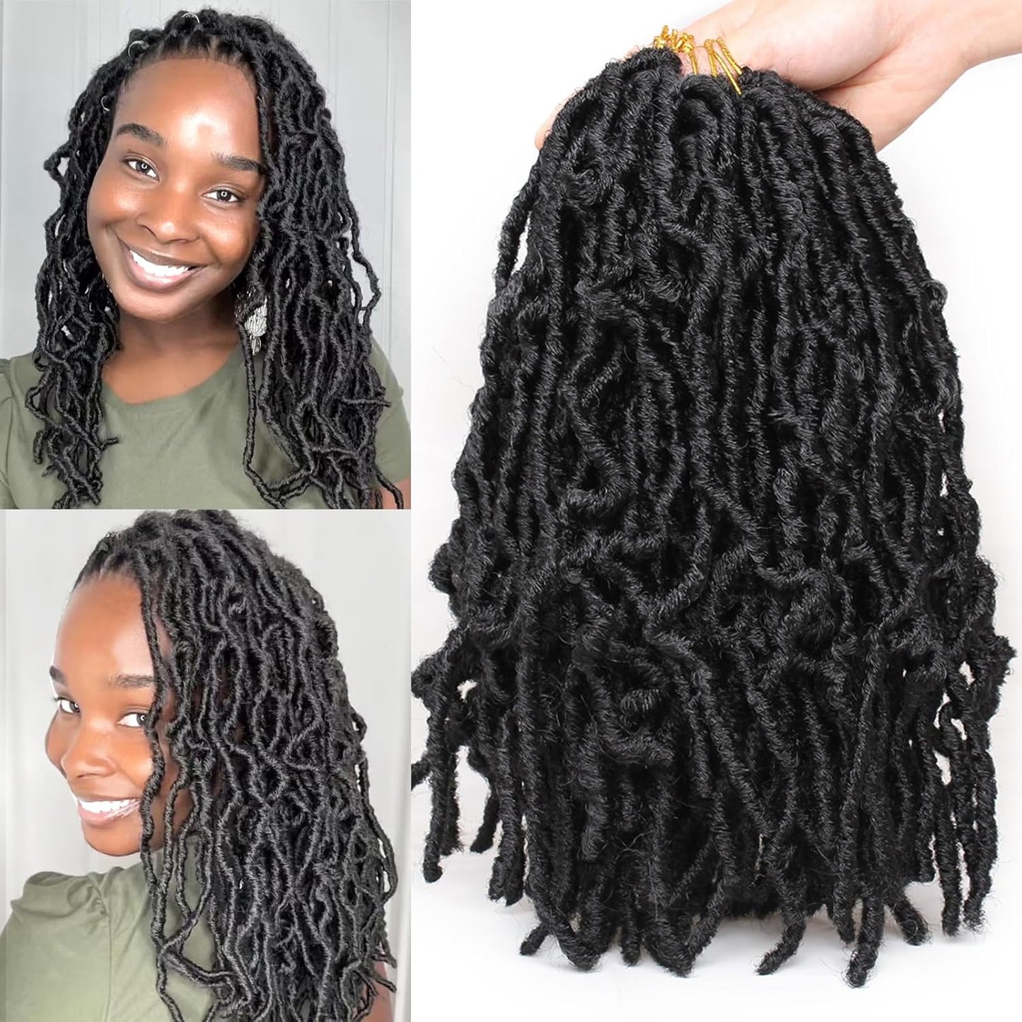 Faux Locs Crochet Hair - 18 Inch Pre-Looped 7 Packs Soft Natural Black Goddess Locs for Women