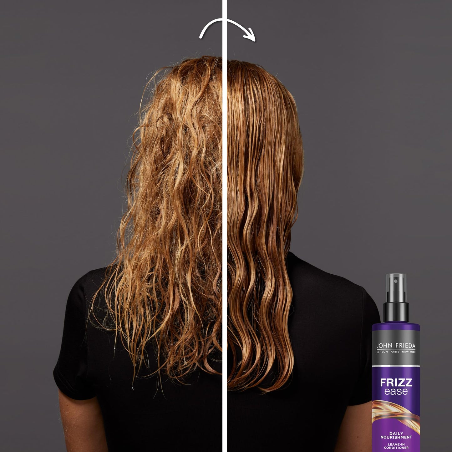 John Frieda Frizz Ease Daily Nourishment Leave-In Conditioner, Detangles Frizzy, Damaged Hair, Reduces Breakage, Protects Against Heat, with Vitamins A, C, E & Green Tea Extract, 8 Oz