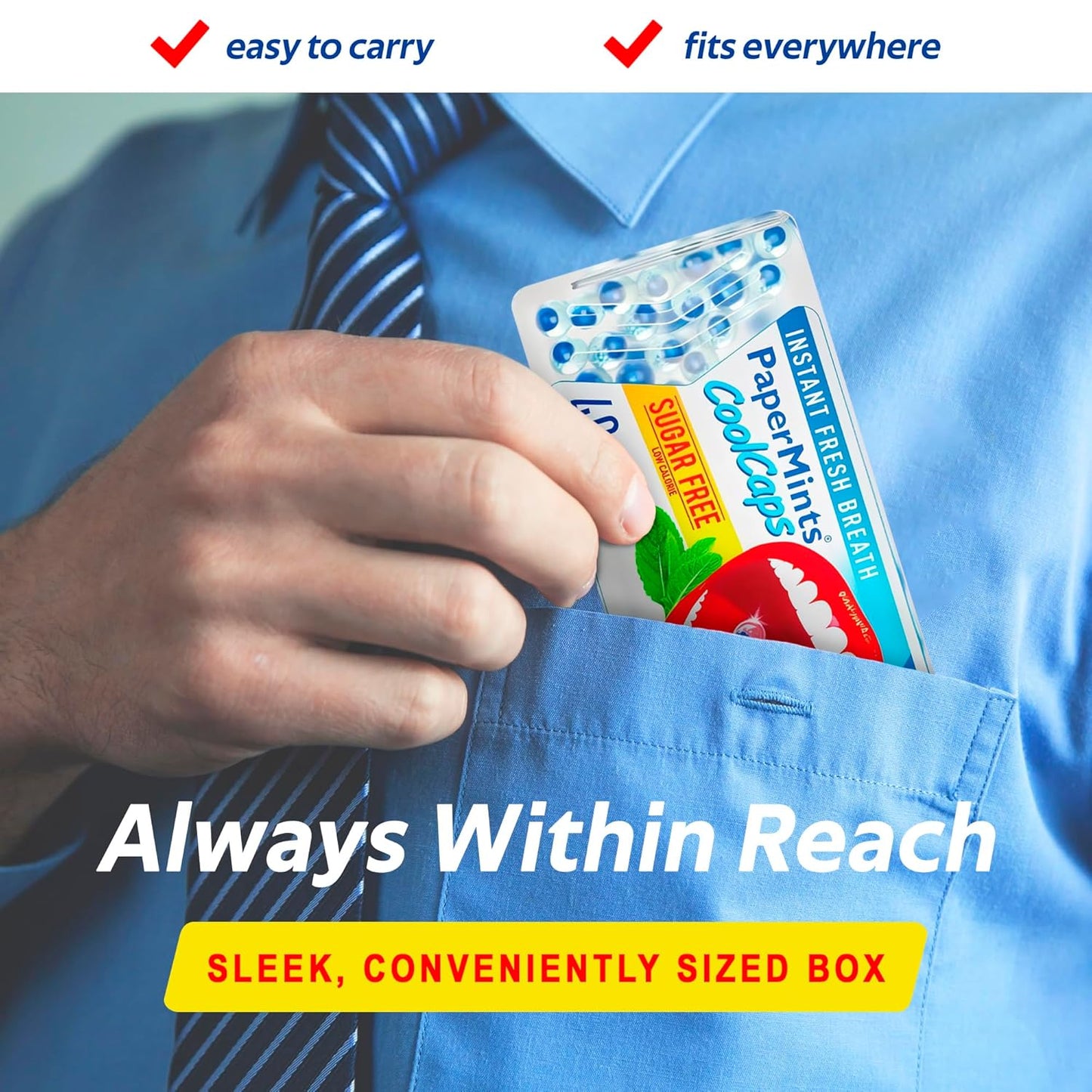 PaperMints CoolCaps - Sugar-Free Instant Fresh Breath Mints, 4 Pack (160 Capsules) for Halitosis & Dry Mouth Relief