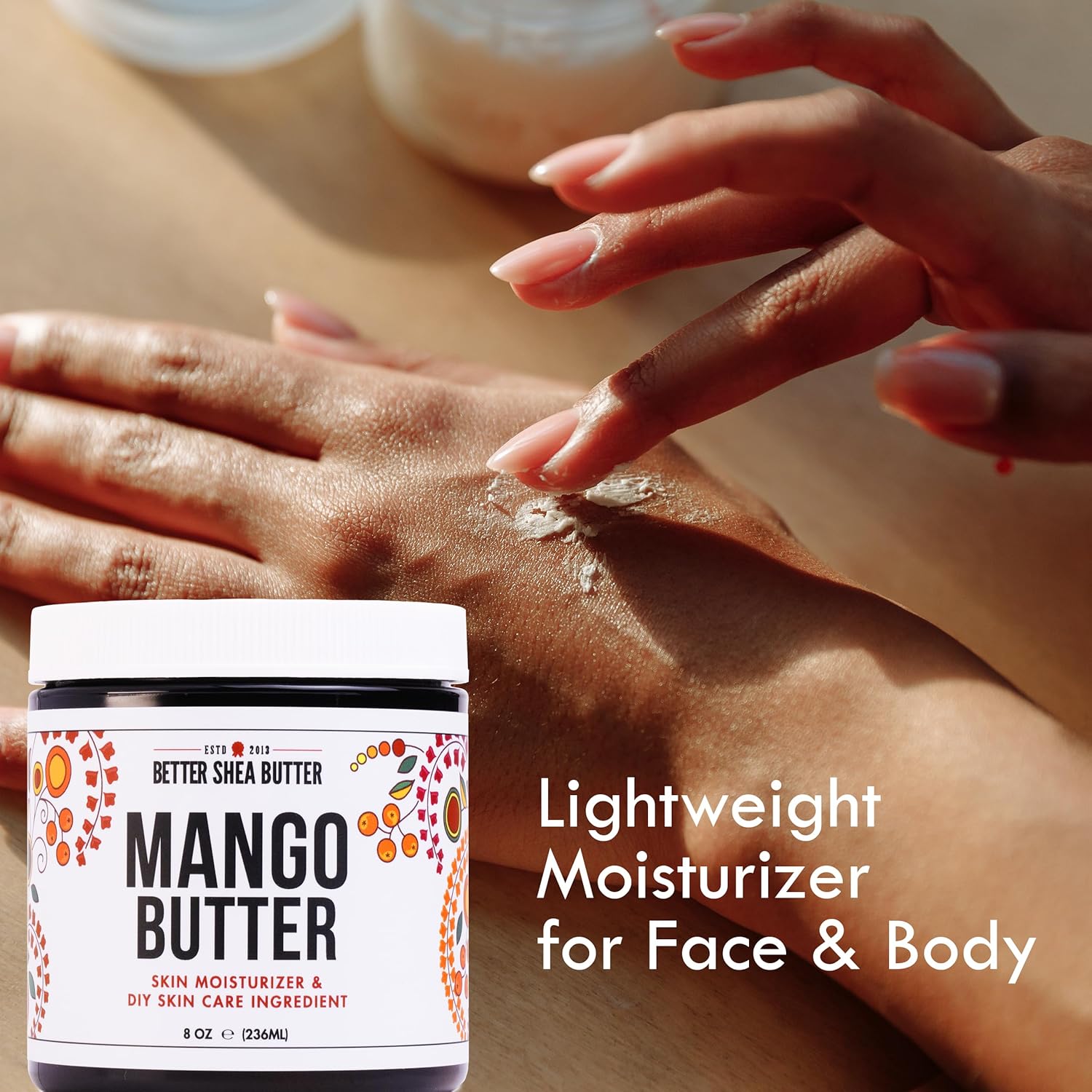 100% Pure Raw Mango Butter - Natural Moisturizer for Skin & Hair - 8 oz Jar for DIY Body Butter, Lip Gloss & Lotion Bars