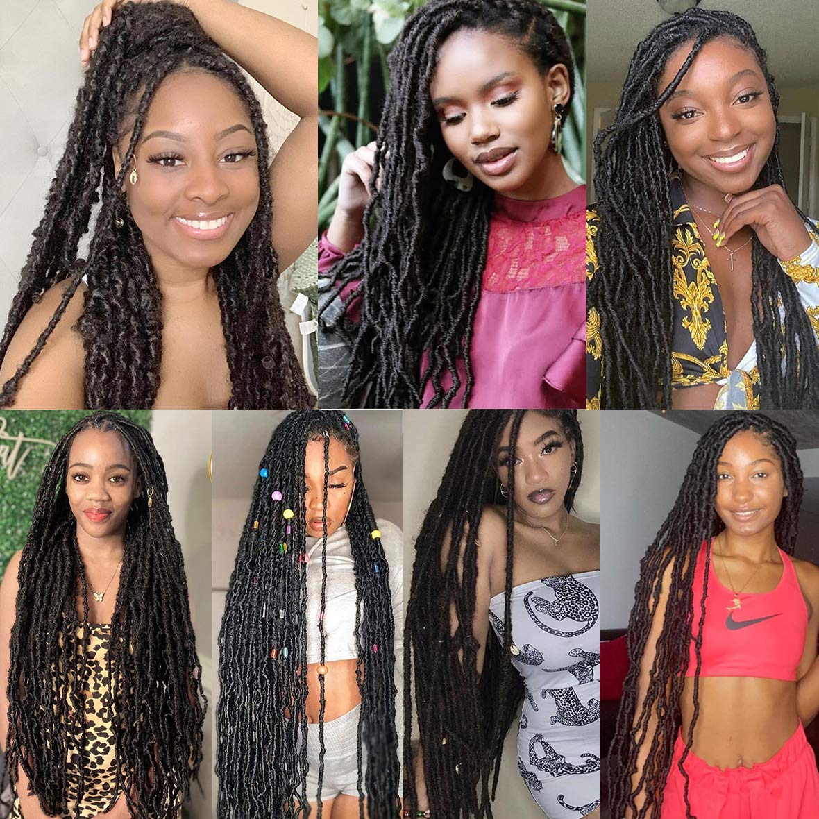 Faux Locs Crochet Hair - 18 Inch Pre-Looped 7 Packs Soft Natural Black Goddess Locs for Women