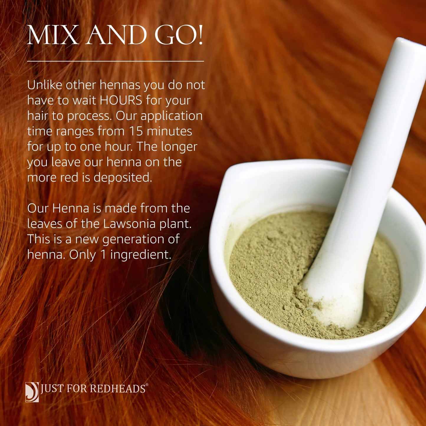Just for Redheads Henna Hair Color for Redheads - 100% Dried Pulverized Leaves from Pure Lawsonia Plants (Strawberry Blonde)