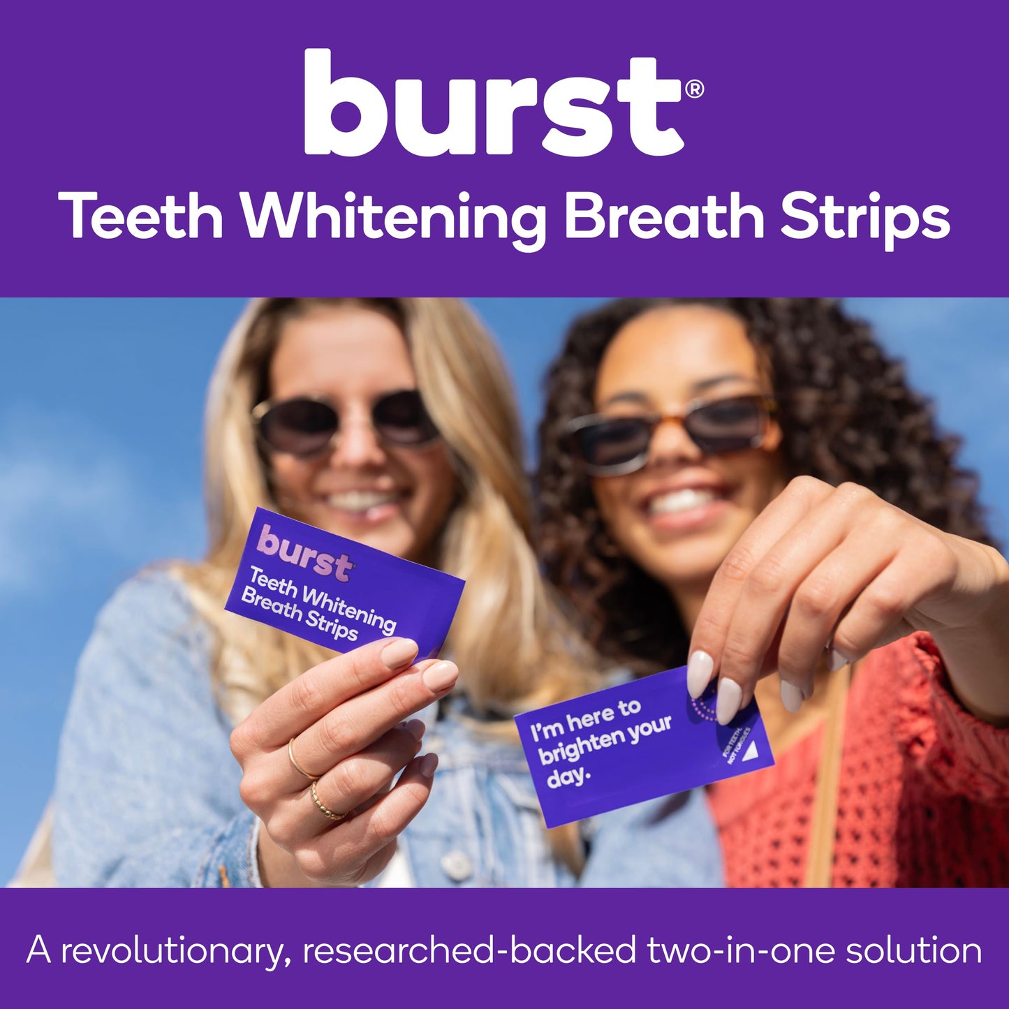 BURST Teeth Whitening Breath Strips (Polar Mint/1 Pack) | Instantly Freshens Breath on The Go | Visibily Whiter Teeth in Just One Use | Dissolves on Teeth