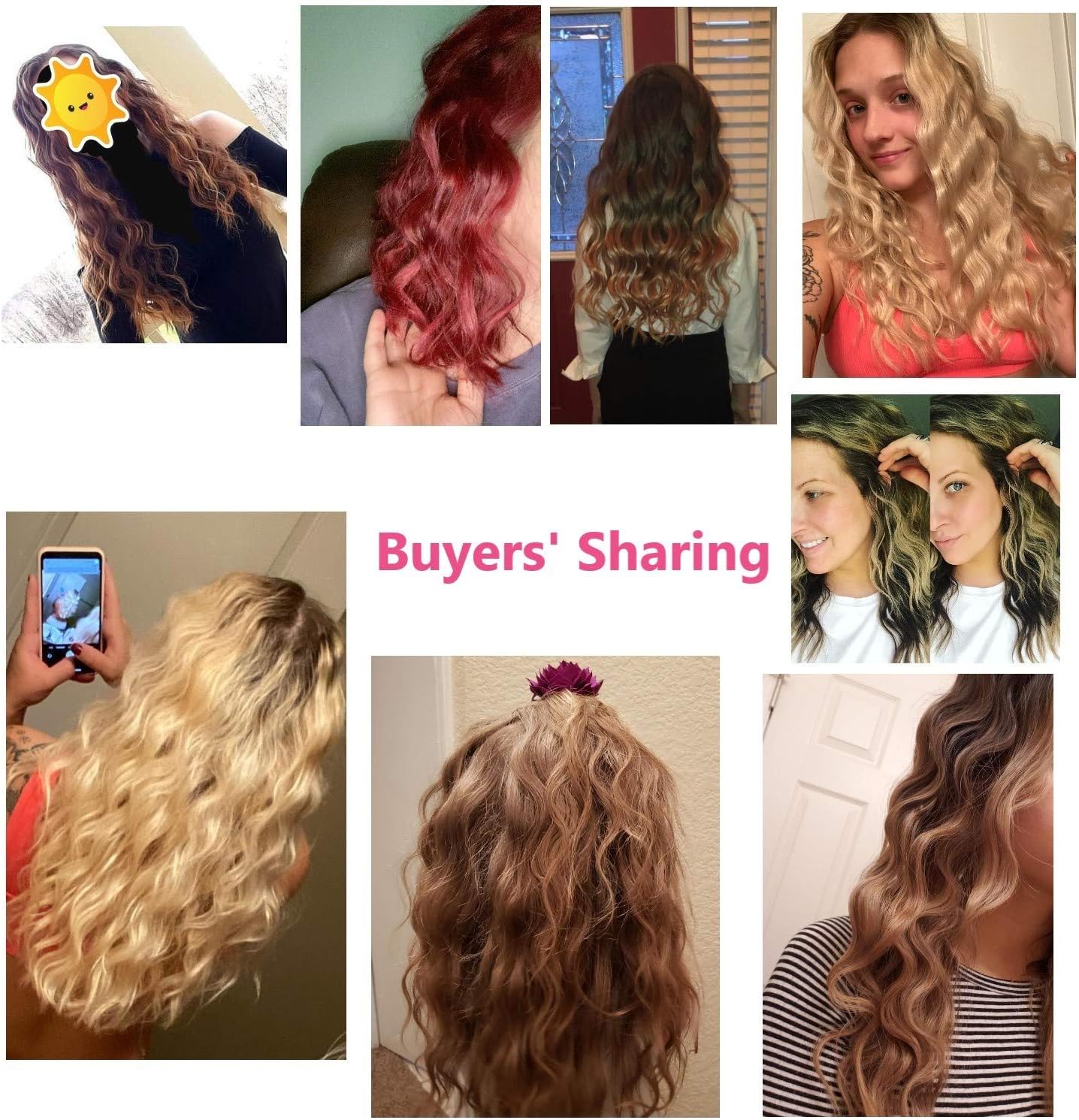 26mm 3-Barrel Curling Iron Wand - Adjustable Temperature Ceramic Hair Waver (Pink)