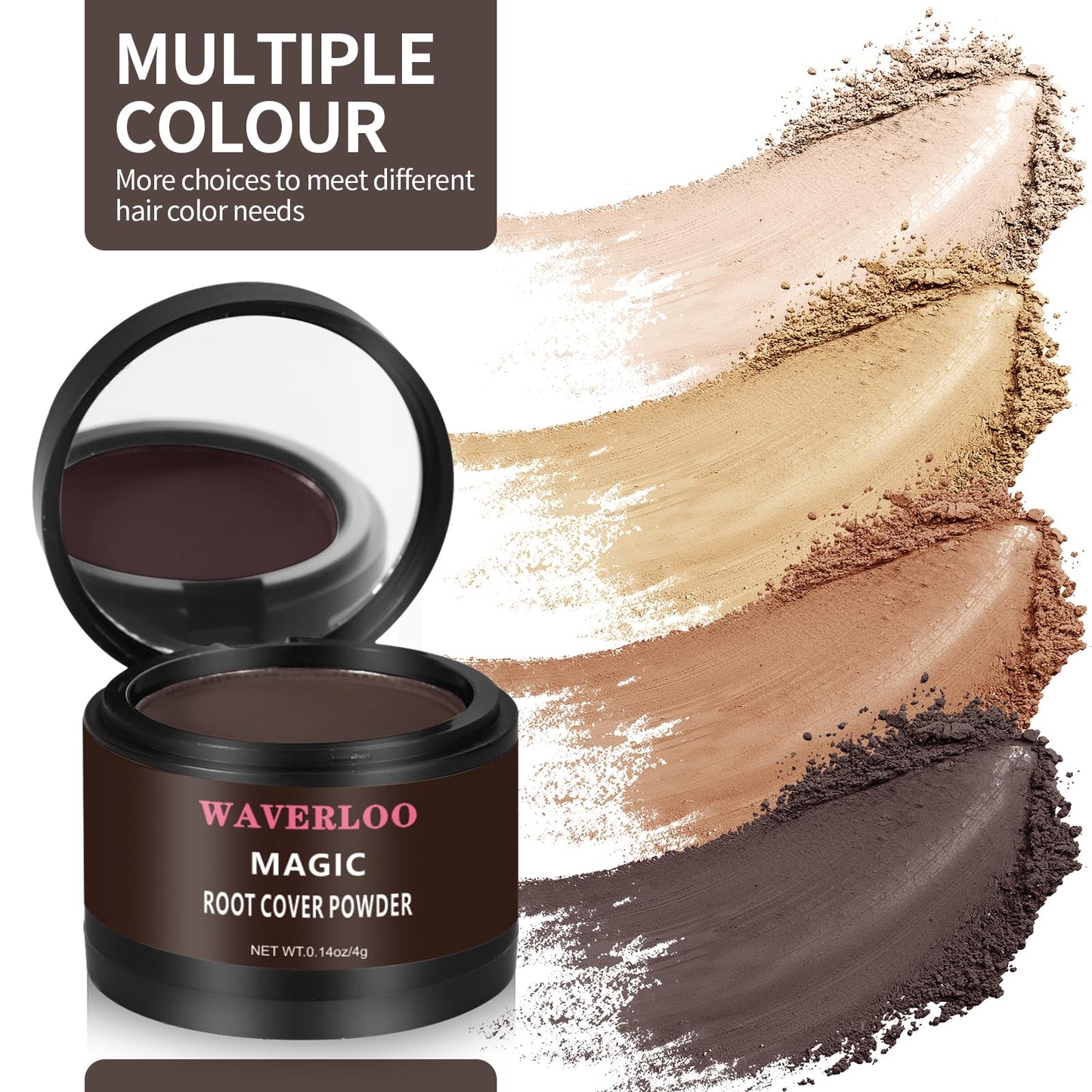 Waverloo Magic Root Cover Up Instantly Conceals High Forehead & Hair Loss - Sweat & Waterproof Root Touch Up Hair Powder for Women & Men (Dark Brown, 4g)