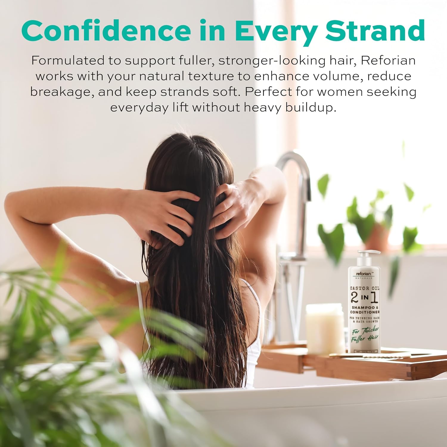 Castor Oil Shampoo & Conditioner 2-in-1 | Sulfate-Free for Thinning & Color-Treated Hair | 8oz