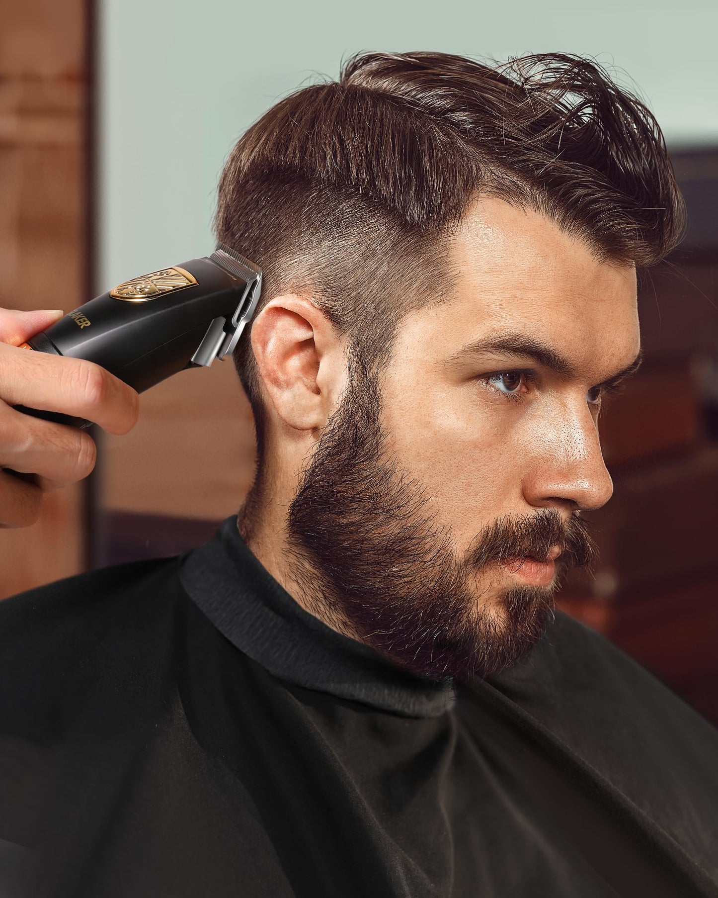 GLAKER Hair Clippers for Men Professional, Cordless Clippers for Hair Cutting, Mens Hair Clippers and Trimmer Kit for Barber with LED Display 15 Guide Combs