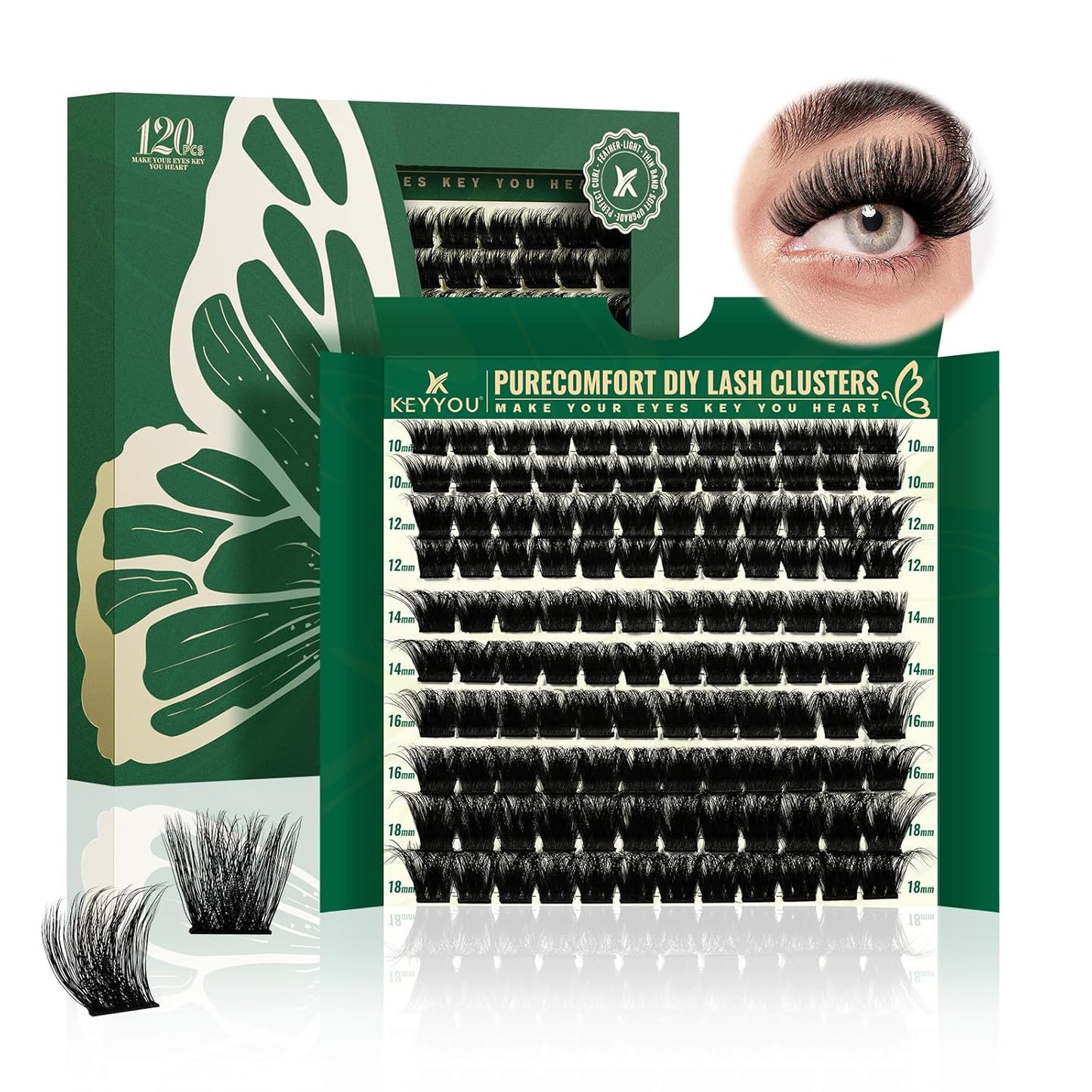DIY Lash Extension Kit - 280 Soft Cluster Lashes, 100D Curl, Easy Application with Bond & Seal