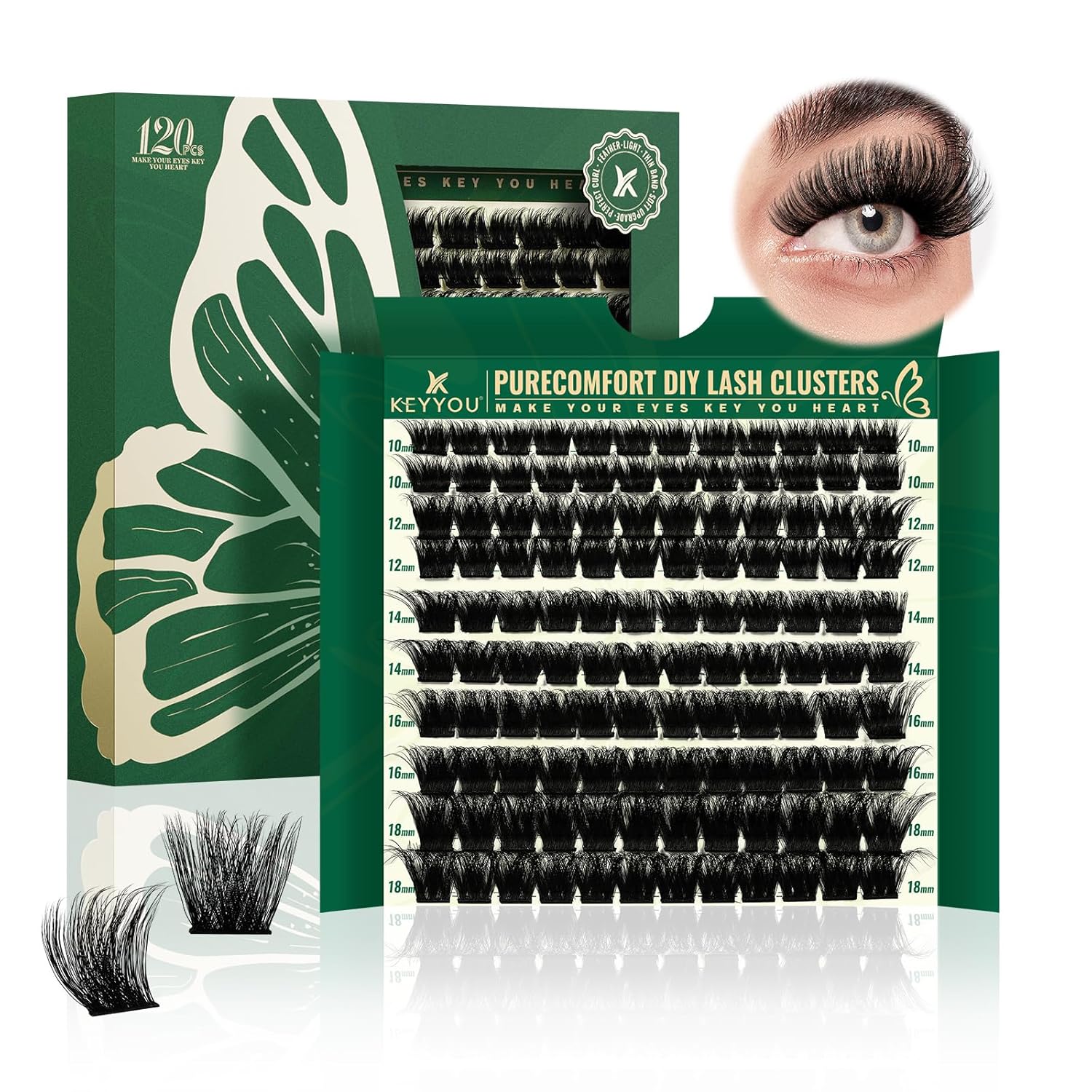 DIY Lash Extension Kit - 280 Soft Cluster Lashes, 100D Curl, Easy Application with Bond & Seal