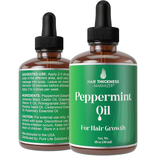 Peppermint Hair Growth Oil for Thicker Hair - 2oz Natural Formula