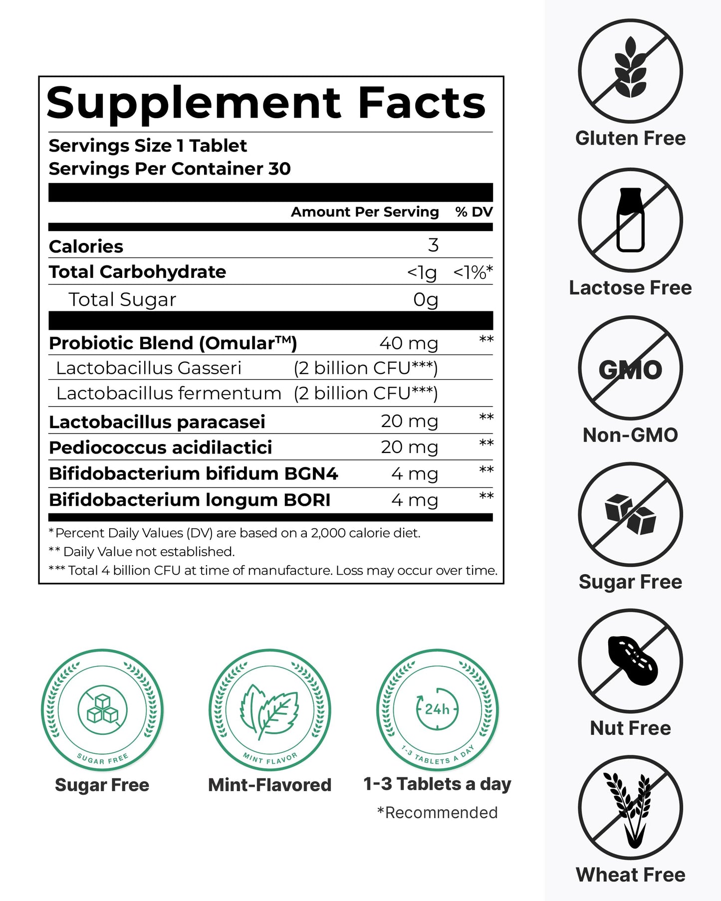 K-Nutra Dentifresh Xylitol Tabs - Oral Probiotics to Combat Bad Breath, Dry Mouth & Support Fresh Breath, 4 Billion CFU, Sugar-Free, Mint Flavor, 30 Tablets