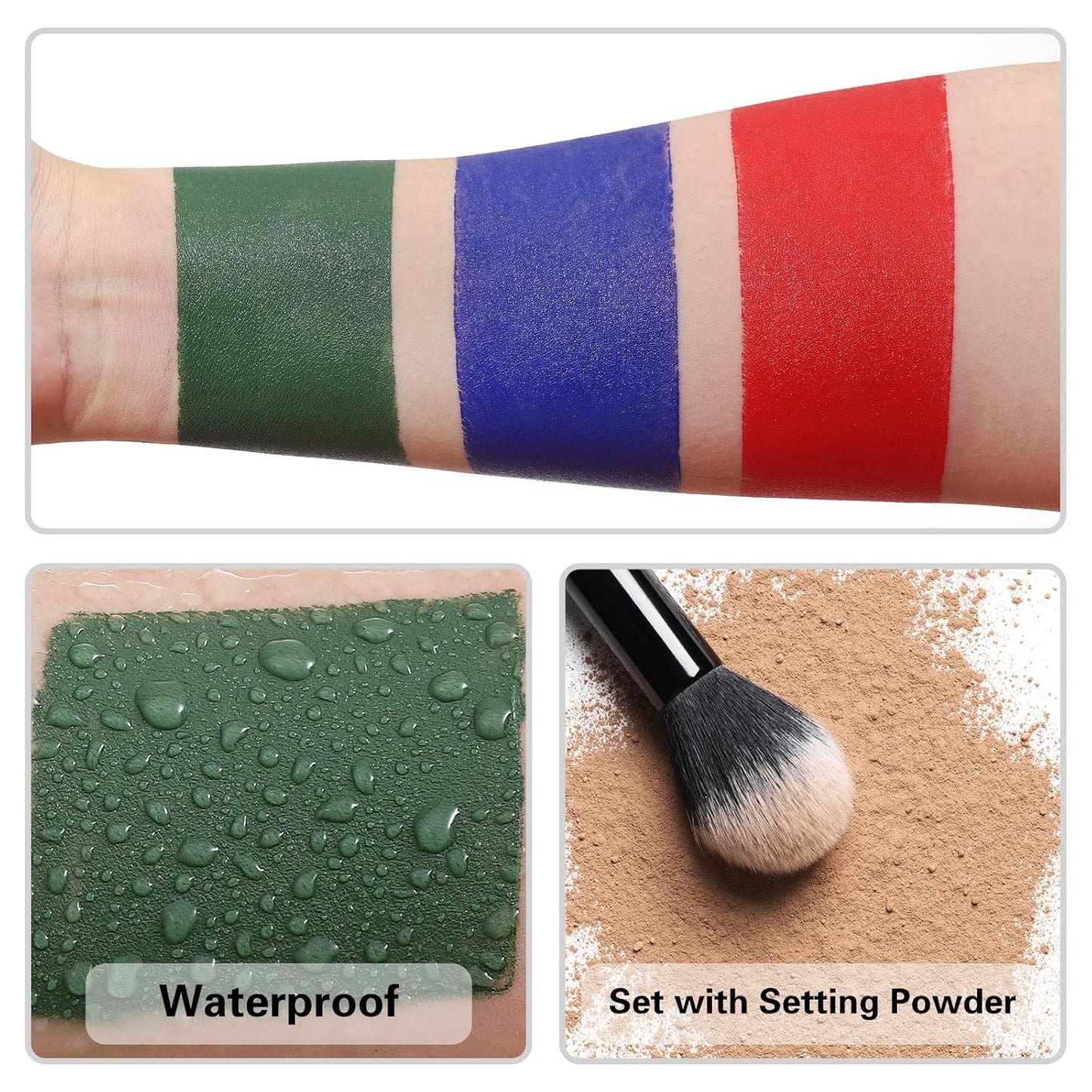 Red White Blue Face Paint Stick Kit - Eye Black for Football, Baseball & Halloween
