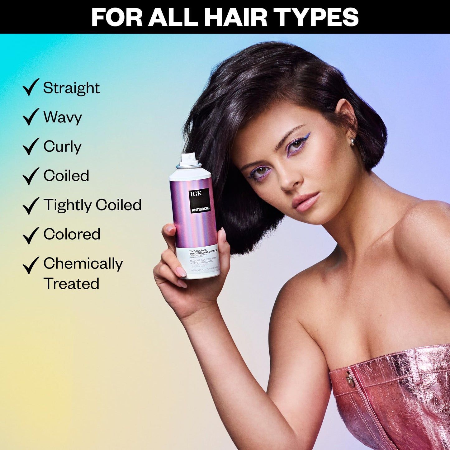 IGK Antisocial Bond-Building Dry Hair Mask, overnight dry hair mask for damaged hair, revive healthy hair, hair treatment, product for hair breakage, vegan protein treatment 5 Oz