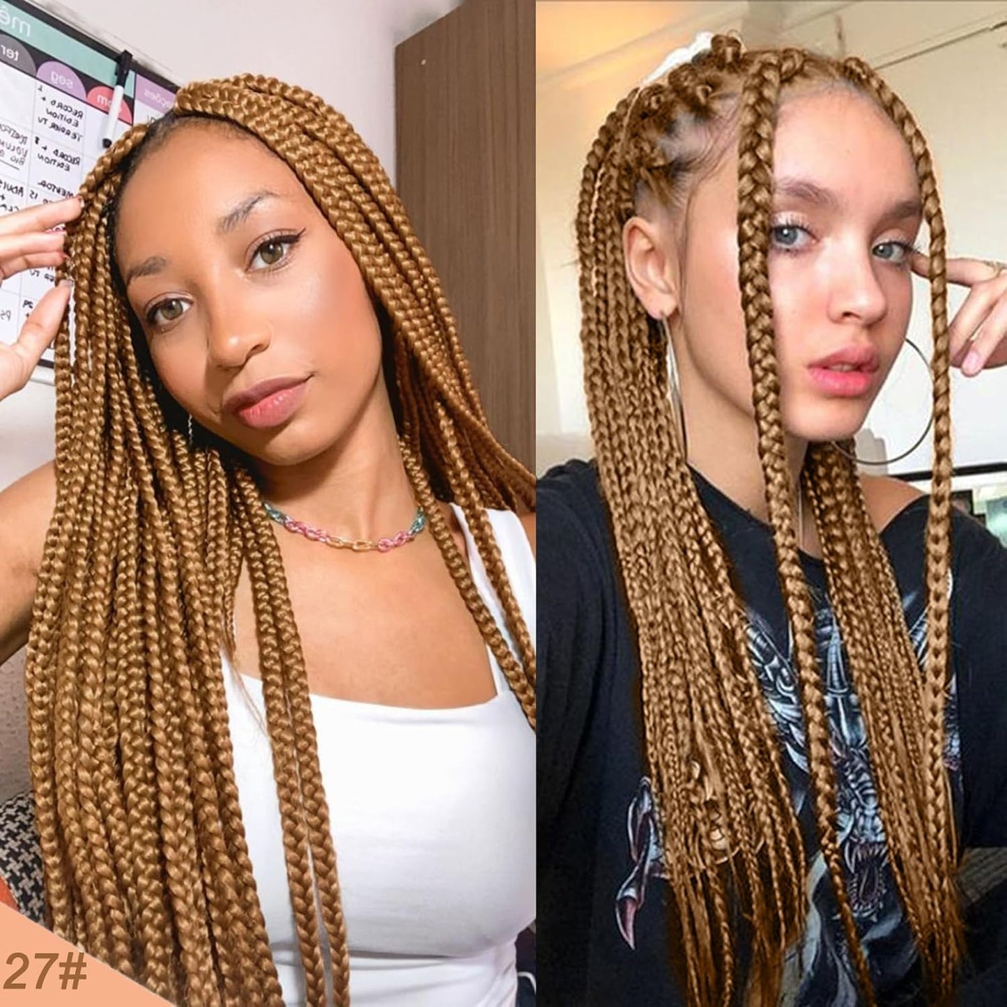 27" Honey Blonde Pre-Stretched Braiding Hair - 26 Inch, 8 Packs, Soft Yaki Extensions