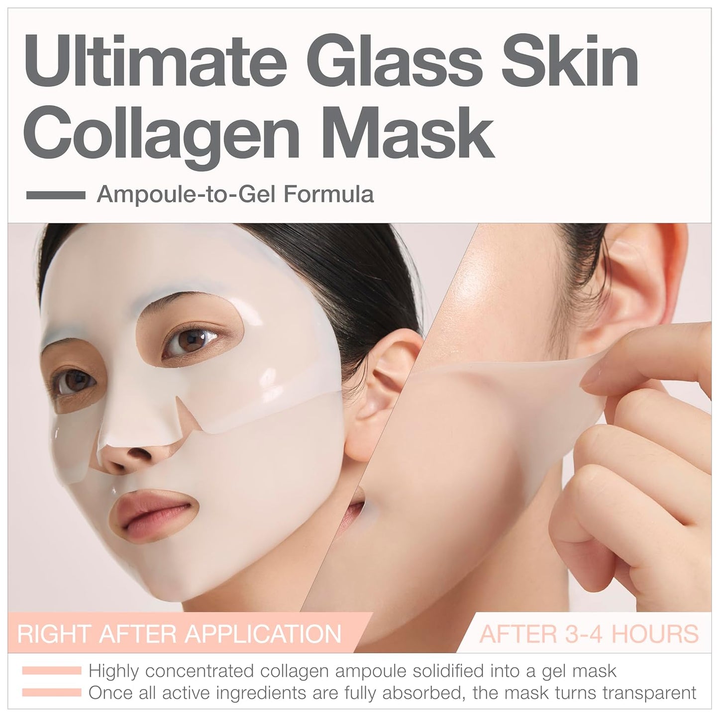 Hydrating Korean Collagen Hydrogel Mask - Deep Absorption Overnight Treatment for Glass Skin (34g x 5)
