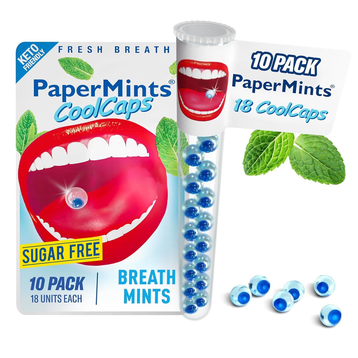 PaperMints CoolCaps - Sugar-Free Instant Fresh Breath Mints, 4 Pack (160 Capsules) for Halitosis & Dry Mouth Relief