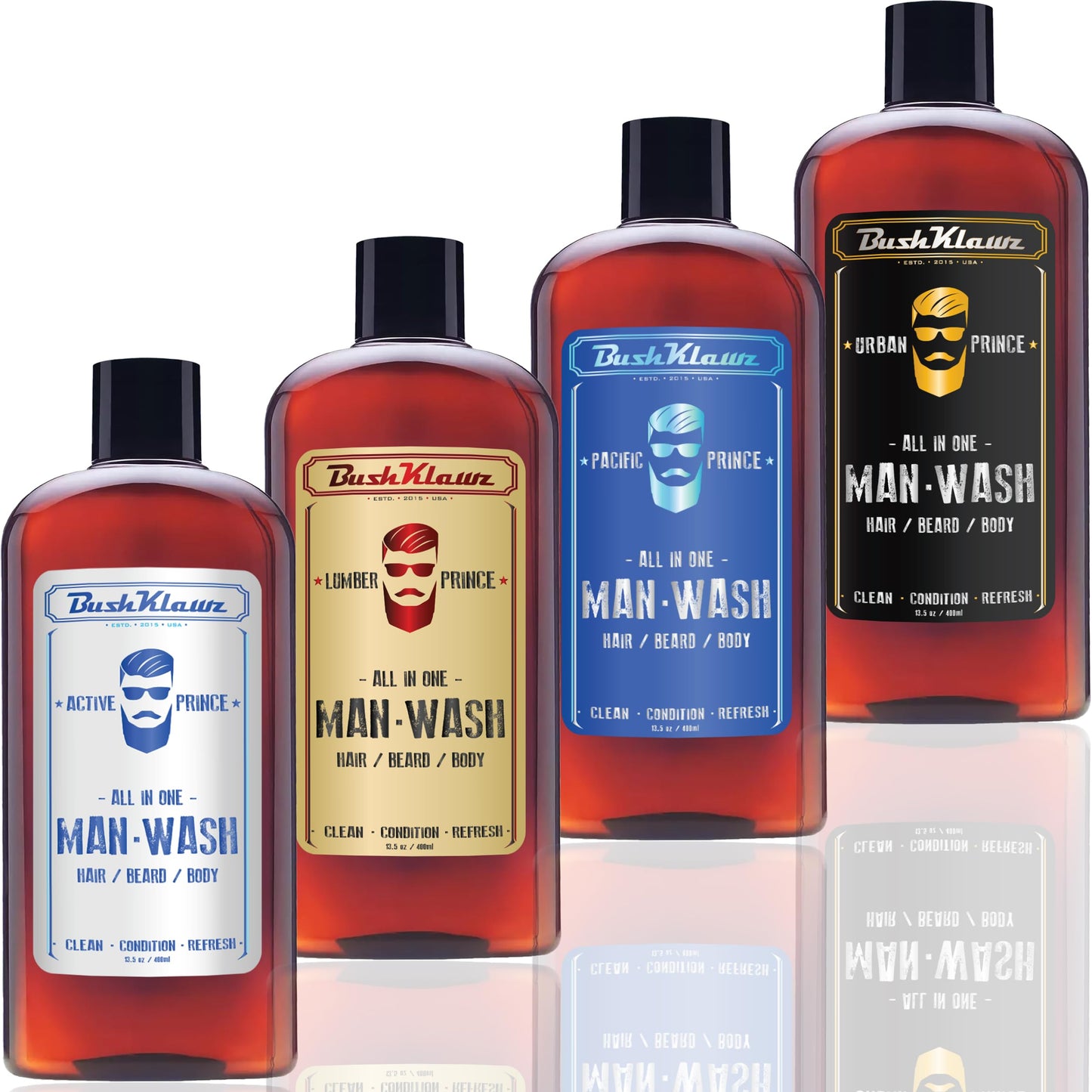 LUMBER PRINCE Men's Original All in One 3-in-1 Shampoo, Conditioner, Hair, Beard and Body Wash - American Viking Crew Cannon with Bulldog Duke PH Ballwash