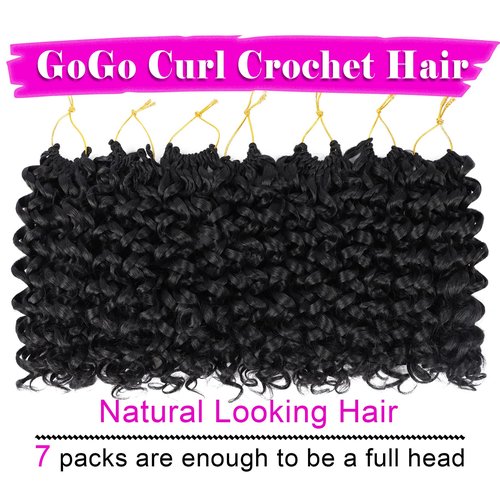 7 Packs GoGo Curl Crochet Hair 10 Inch Short Curly Crochet Hair for Women Water Wave Beach Curl Deep Twist Crochet Braids Synthetic Braiding Hair Extensions (10 Inch, 1B)