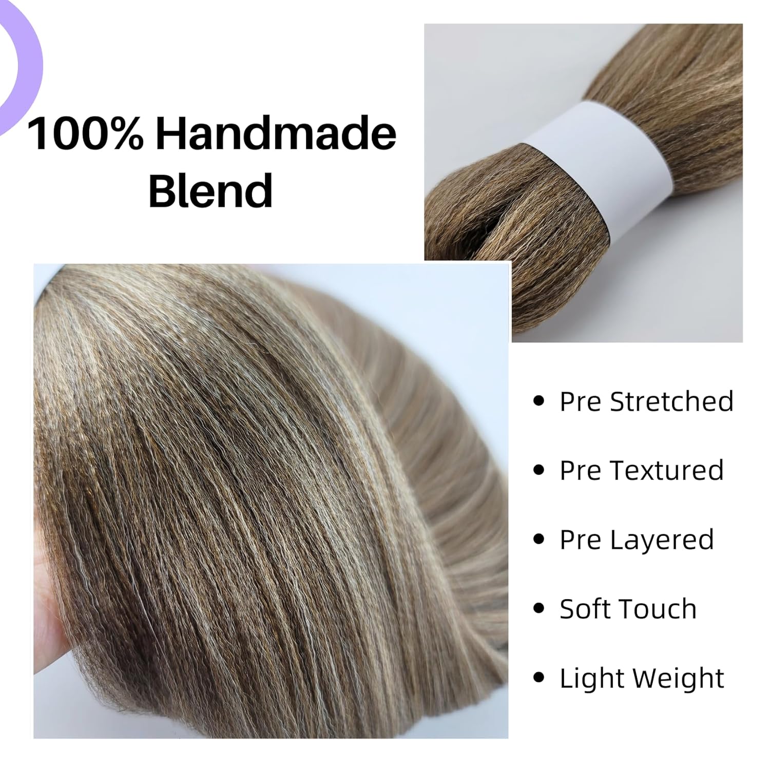 Ash Brown Pre-Stretched Knotless Braiding Hair Extensions - 6 Packs Synthetic Box Braids