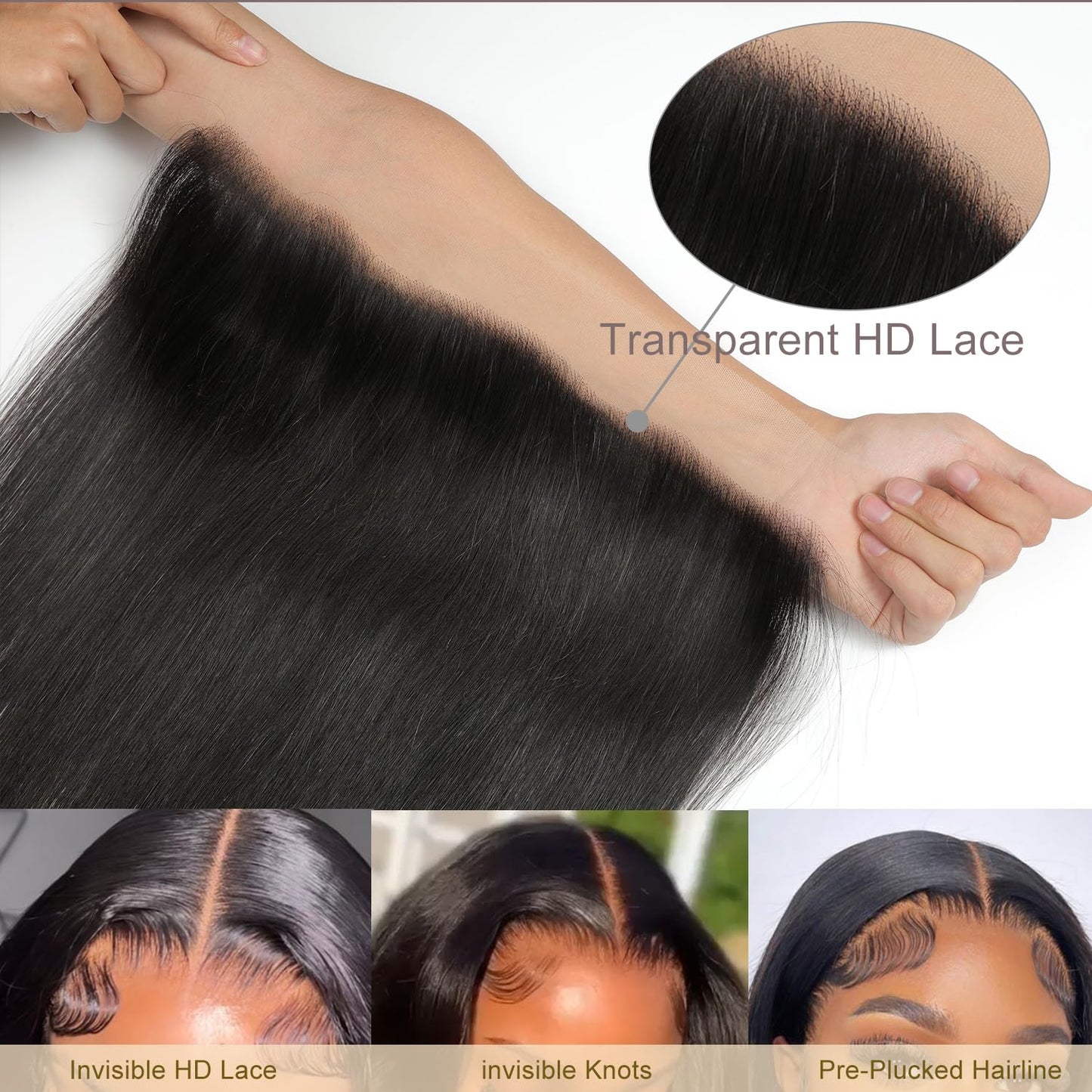 5x5 HD Lace Closure Body Wave Human Hair - Pre-Plucked Natural Hairline (10 Inch, Natural Color)