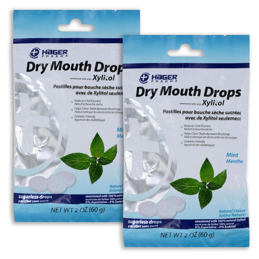 Hager Pharma Dry Mouth Drops - Mint - Gluten Free - 2 oz (Pack of 2)