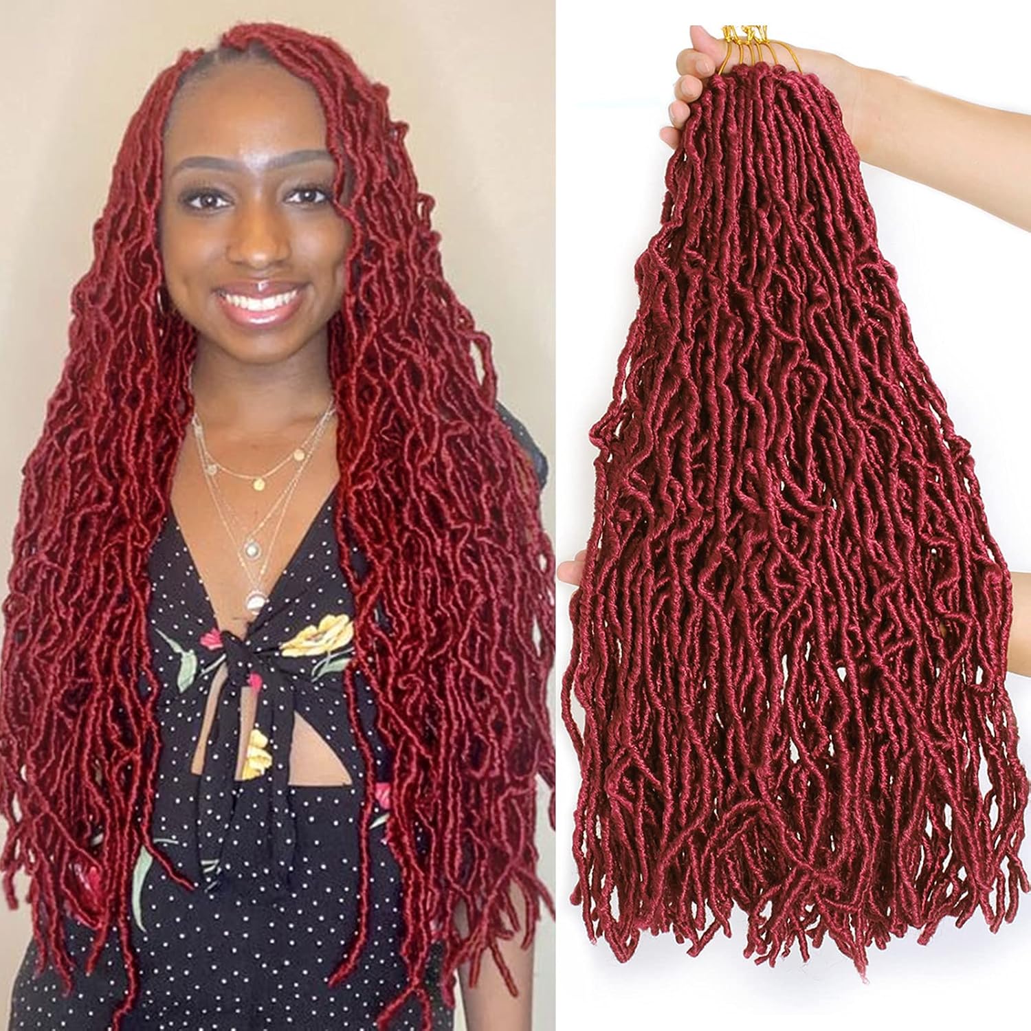 Faux Locs Crochet Hair - 18 Inch Pre-Looped 7 Packs Soft Natural Black Goddess Locs for Women