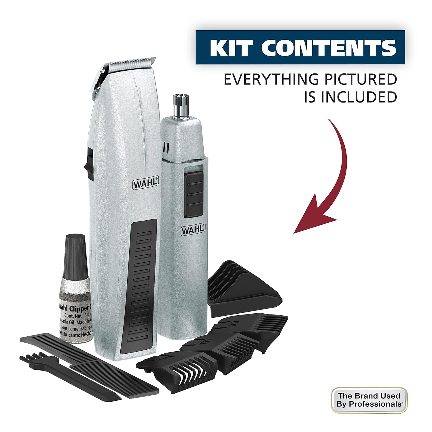 Wahl Beard Trimmer for Men - Battery Operated Grooming Set with Nose & Ear Trimmer - Model 5537-420