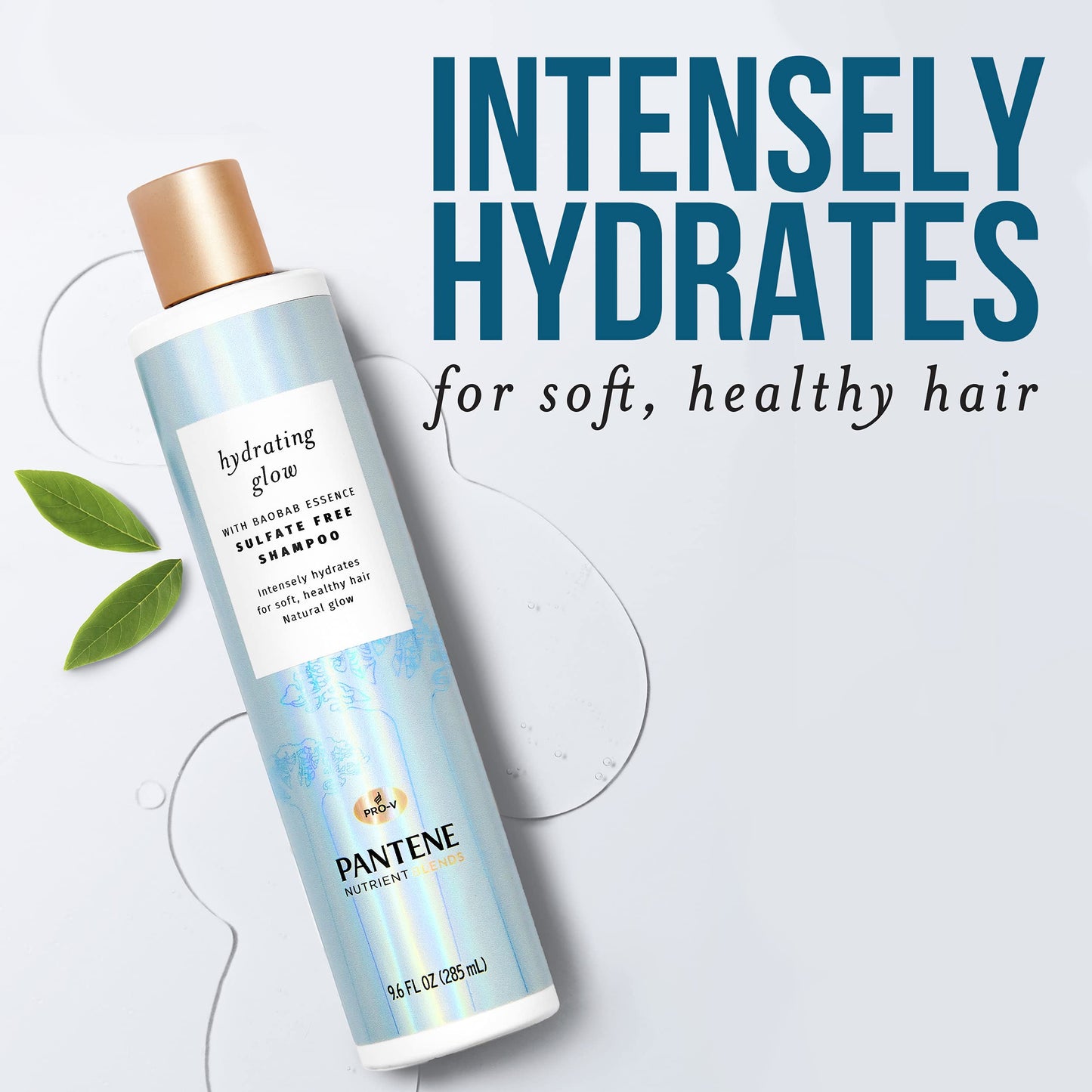 Pantene Hydrating Glow with Baobab Essence Shampoo, Sulfate & Silicone-Free, 9.6 Fl Oz, 2.598 Fl Oz