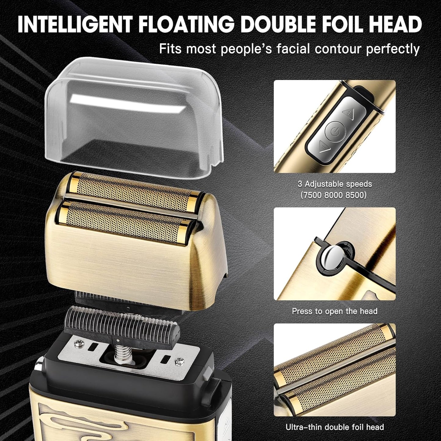 Powerful Foil Bald Shaver for Men - Cordless Electric Razor & Beard Trimmer with LED Display