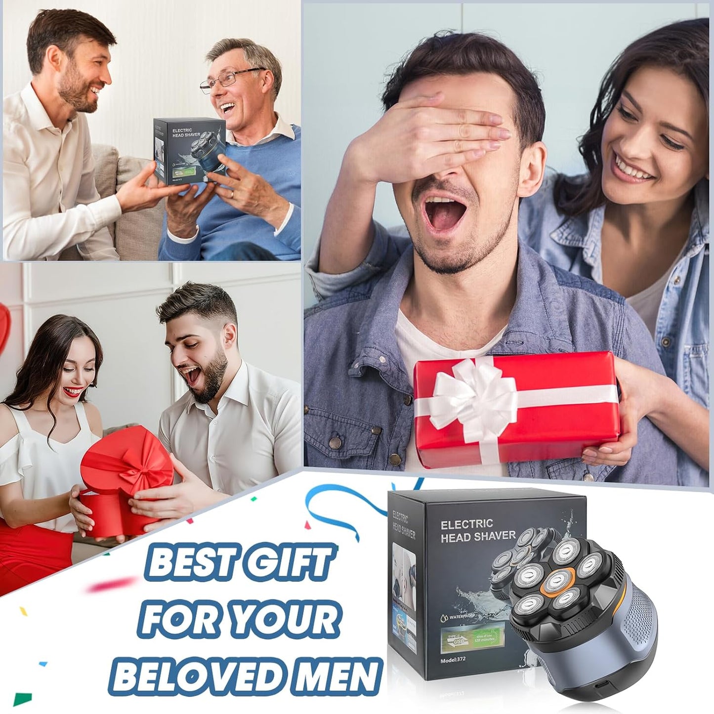 Powerful Foil Bald Shaver for Men - Cordless Electric Razor & Beard Trimmer with LED Display