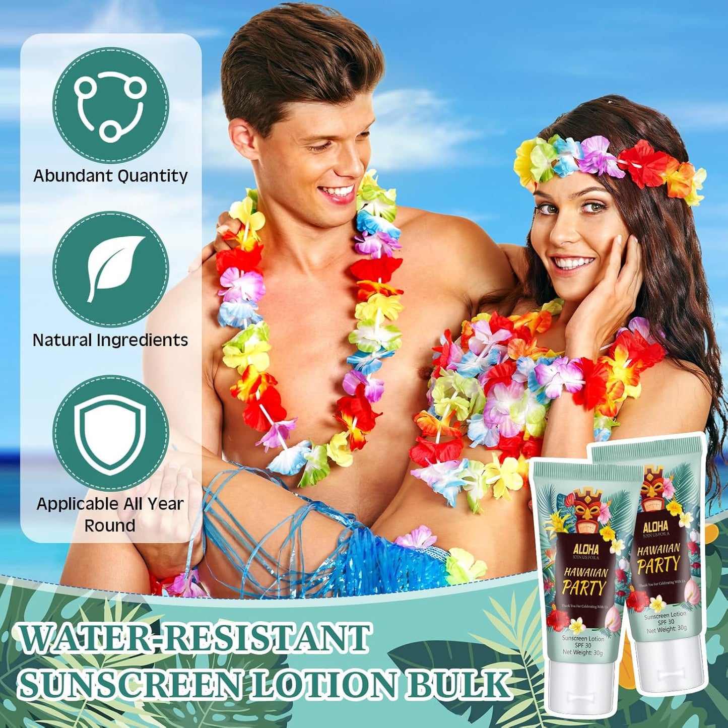 12-Pack SPF 30 Mini Sunscreen Lotion - Travel Size, Water Resistant, Perfect for Wedding Favors & Summer Gifts