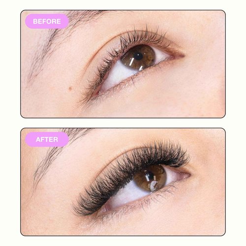 Curacoro W Eyelashes Extensions - 3D Handmade Volume Eyelashes, 0.05 C Curl 10mm Length, Full Fluffy Volume Look, Long Lasting & Easy Application