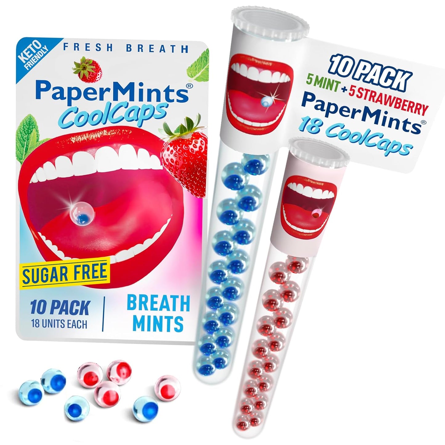 PaperMints CoolCaps - Sugar-Free Instant Fresh Breath Mints, 4 Pack (160 Capsules) for Halitosis & Dry Mouth Relief