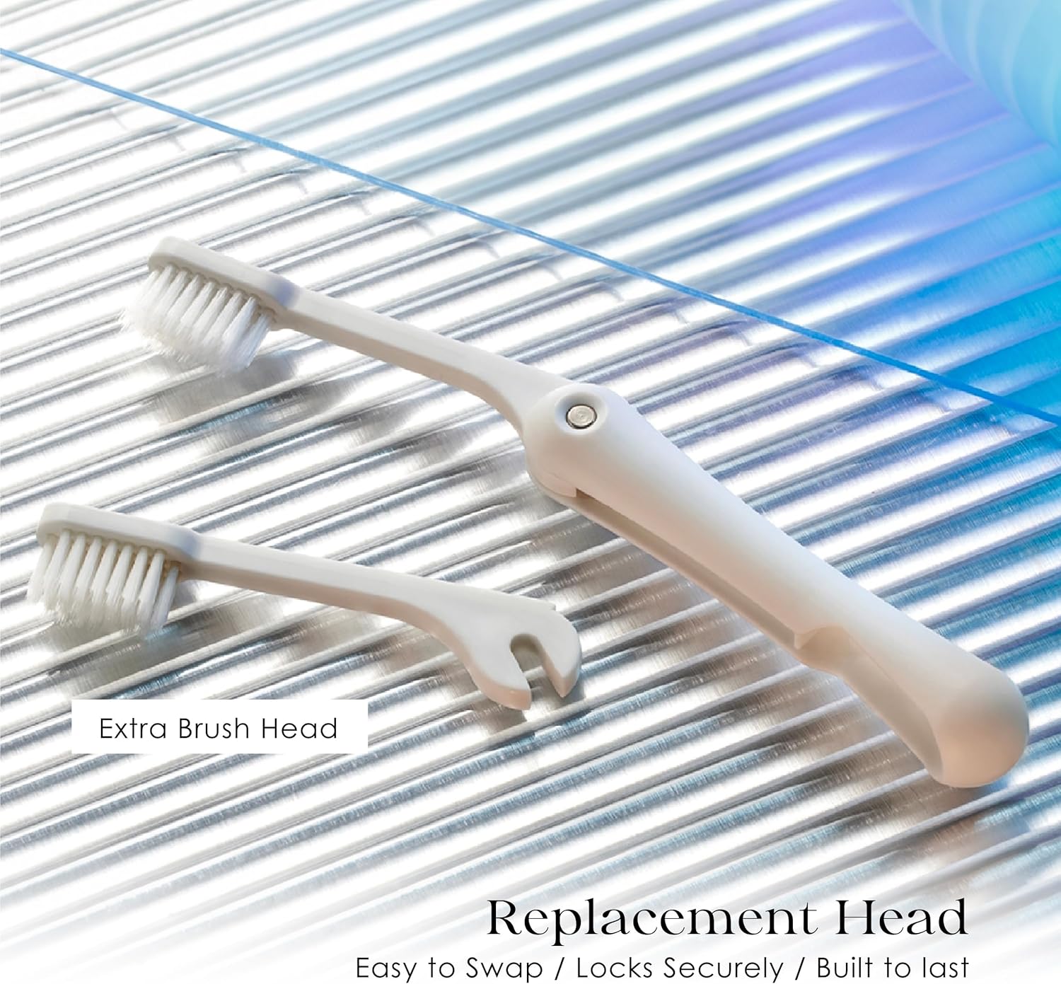 Minibox Folding Travel Toothbrush - Compact Dual-Length Bristles & Case, 2 Extra Heads - Ideal for Business Trips & Camping